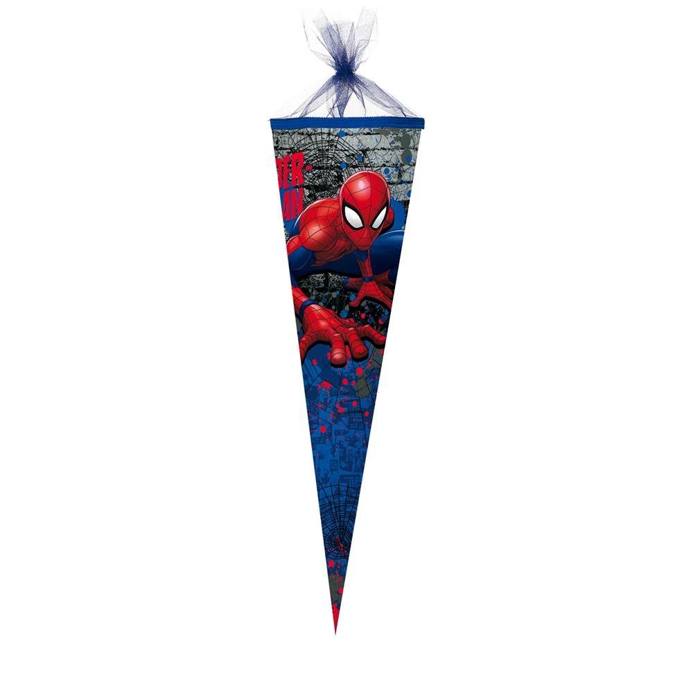 Nestler Schultüte Spider-Man 2018, 50 cm, rund, mit blauem Tüllverschluss