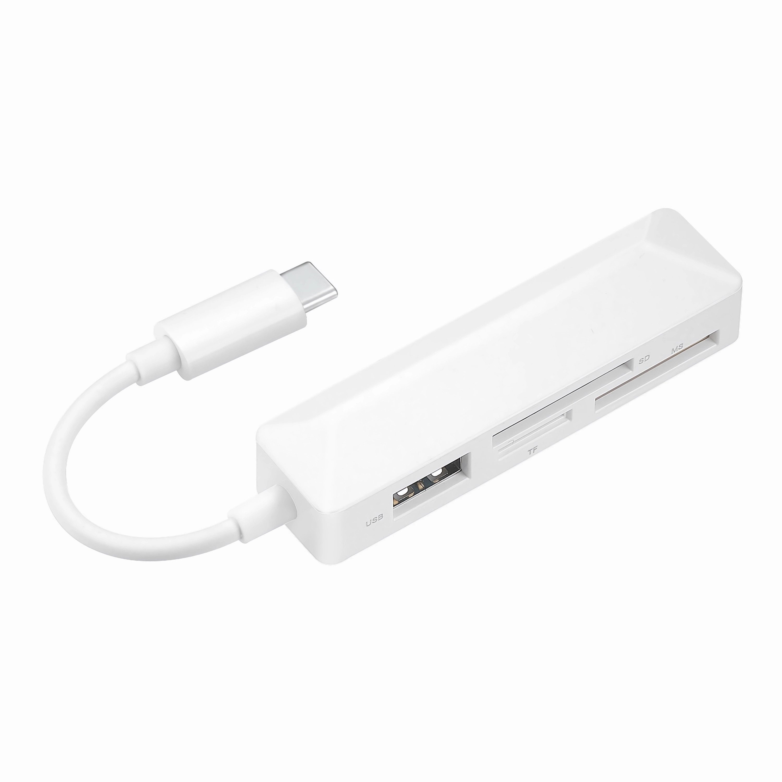 Bolwins Speicherkartenleser M47 USB C zu USB 2.0, SD, MicroSD/TF, MS Kartenleser Adapter PC Laptop, Plug & Play Kartenleser-Funktion Datenübertragung Multifunktional