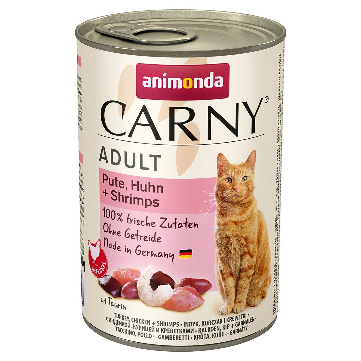 Animonda Carny Adult mit Pute & Huhn & Shrimps 400 g - 6 Stück, Nassfutter für: Katze