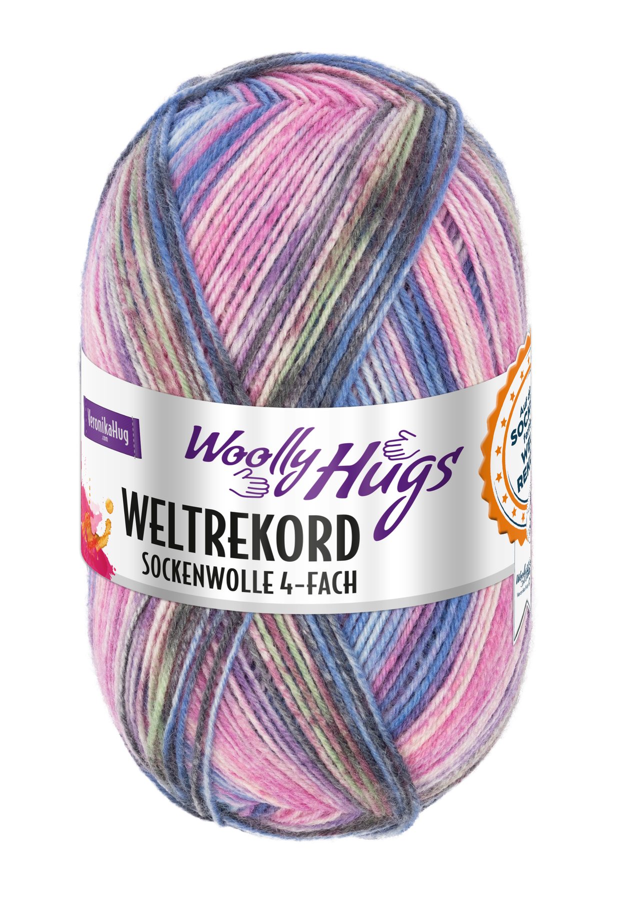 Woolly Hugs Woolly Hugs WELTREKORD Sockenwolle 4-fach 100 g Häkelwolle, 420 m (Offizielles Woolly Hugs Weltrekord-Sockengarn), 100 g