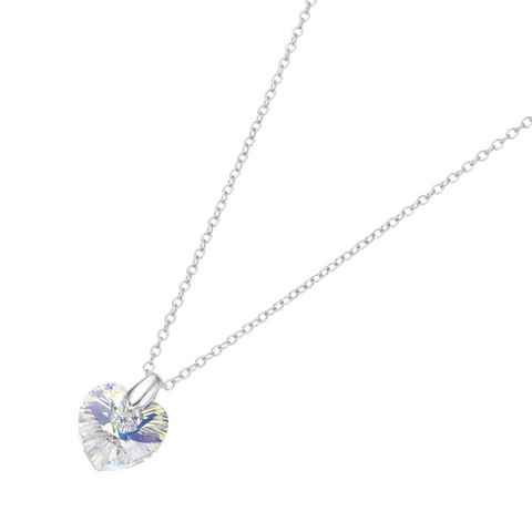 Smart Jewel Herzkette mit Kristall Stein in Herzform, Silber 925