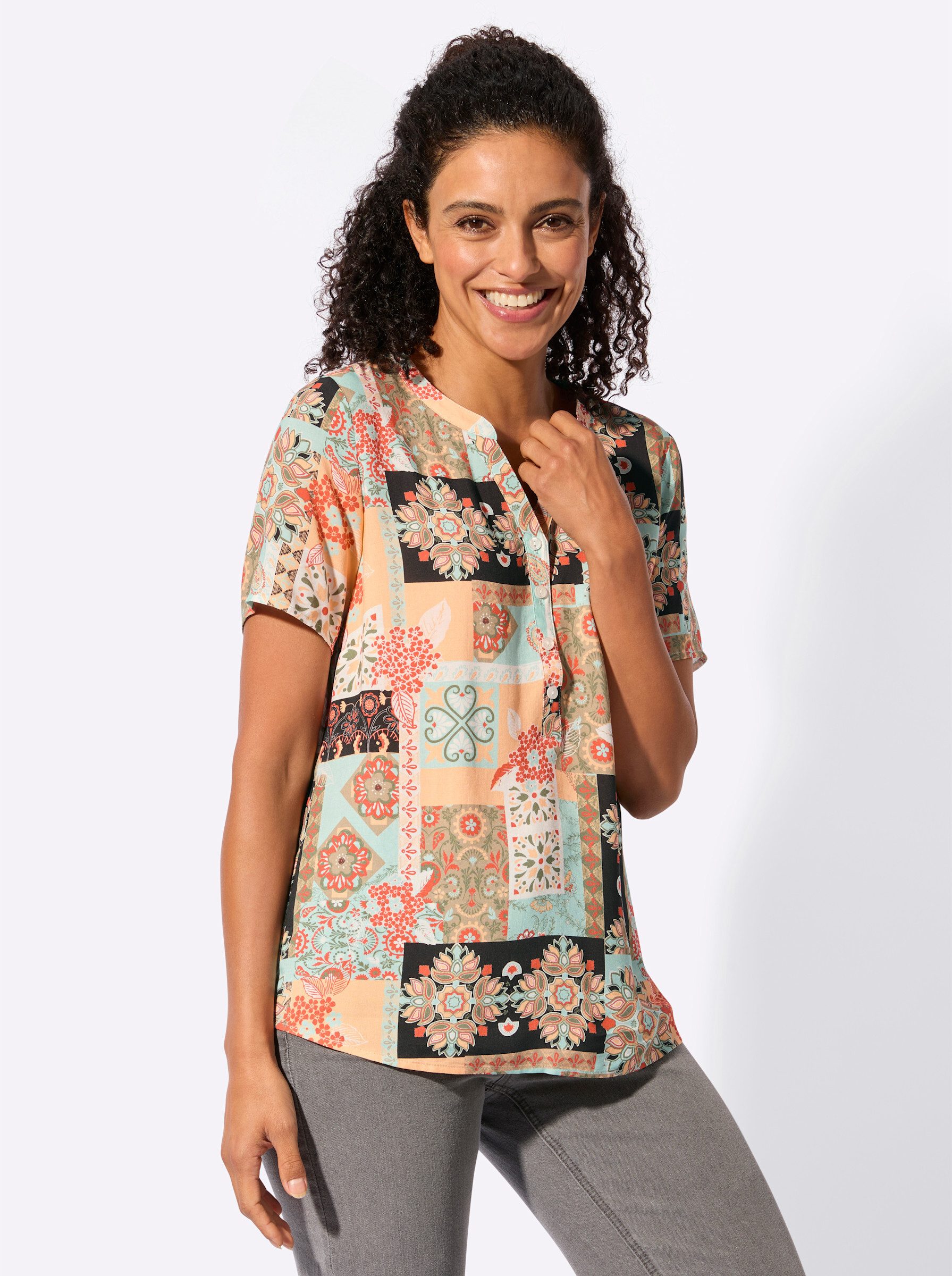 Witt Klassische Bluse Druckbluse Kurzarm günstig online kaufen