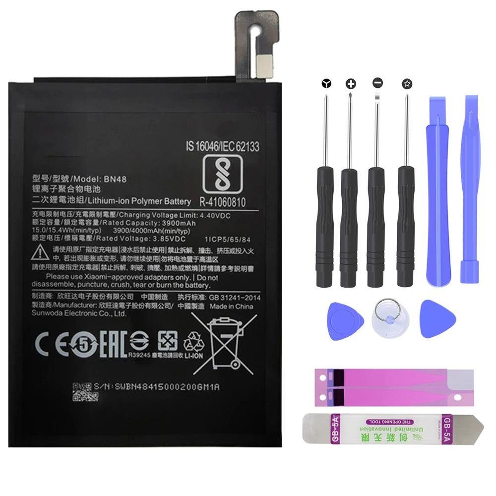 ZMC Power Akku für Xiaomi Redmi Note 6 Pro BN48 Handy-Akku, Batterie BN48  inkl Hebelwerkzeug aus Metall / Werkzeug / Klebestreifen