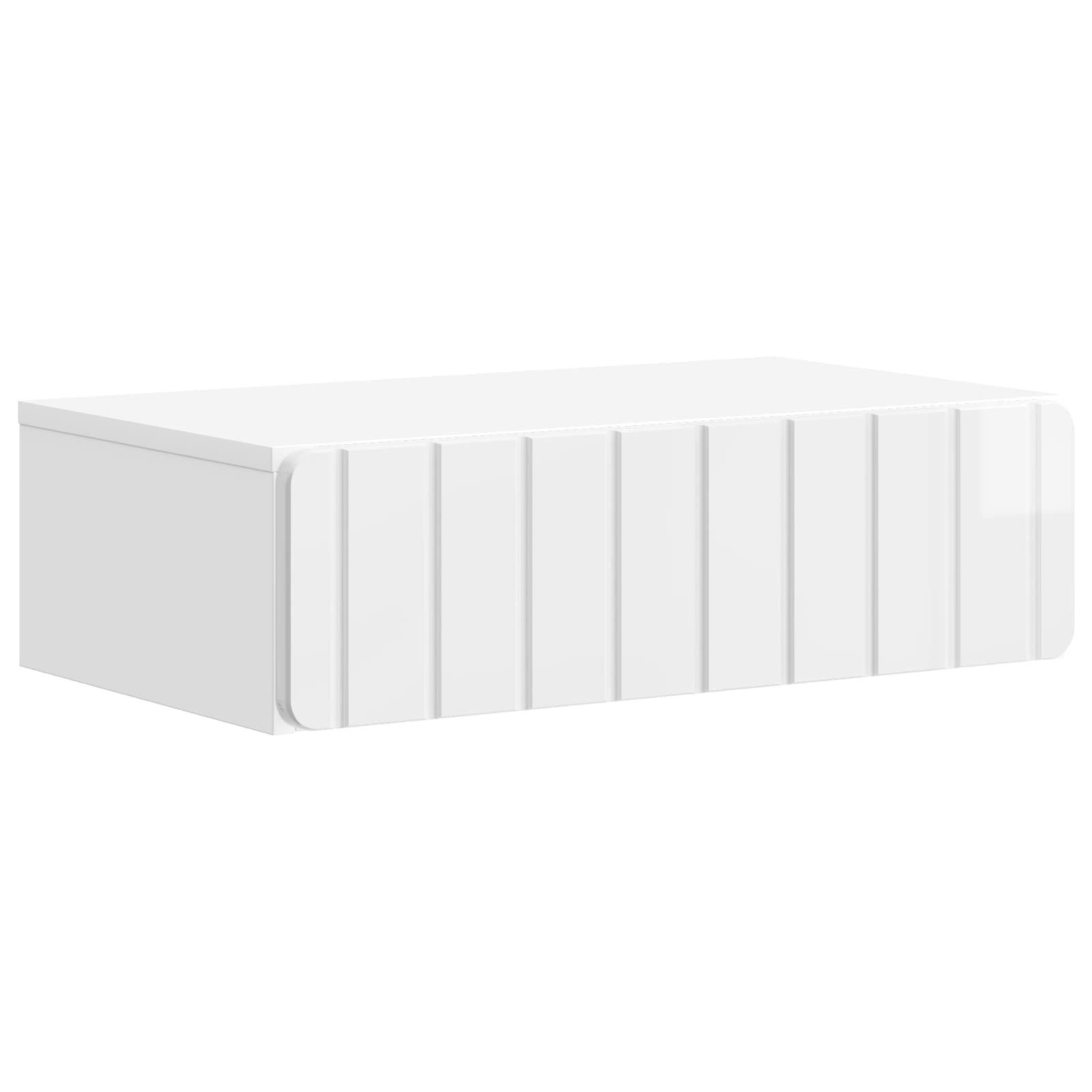 vidaXL Schranksystem Wandmontierter Beistelltisch Hochglanz Weiß 59 x 34,5 x 17 cm (1-St)