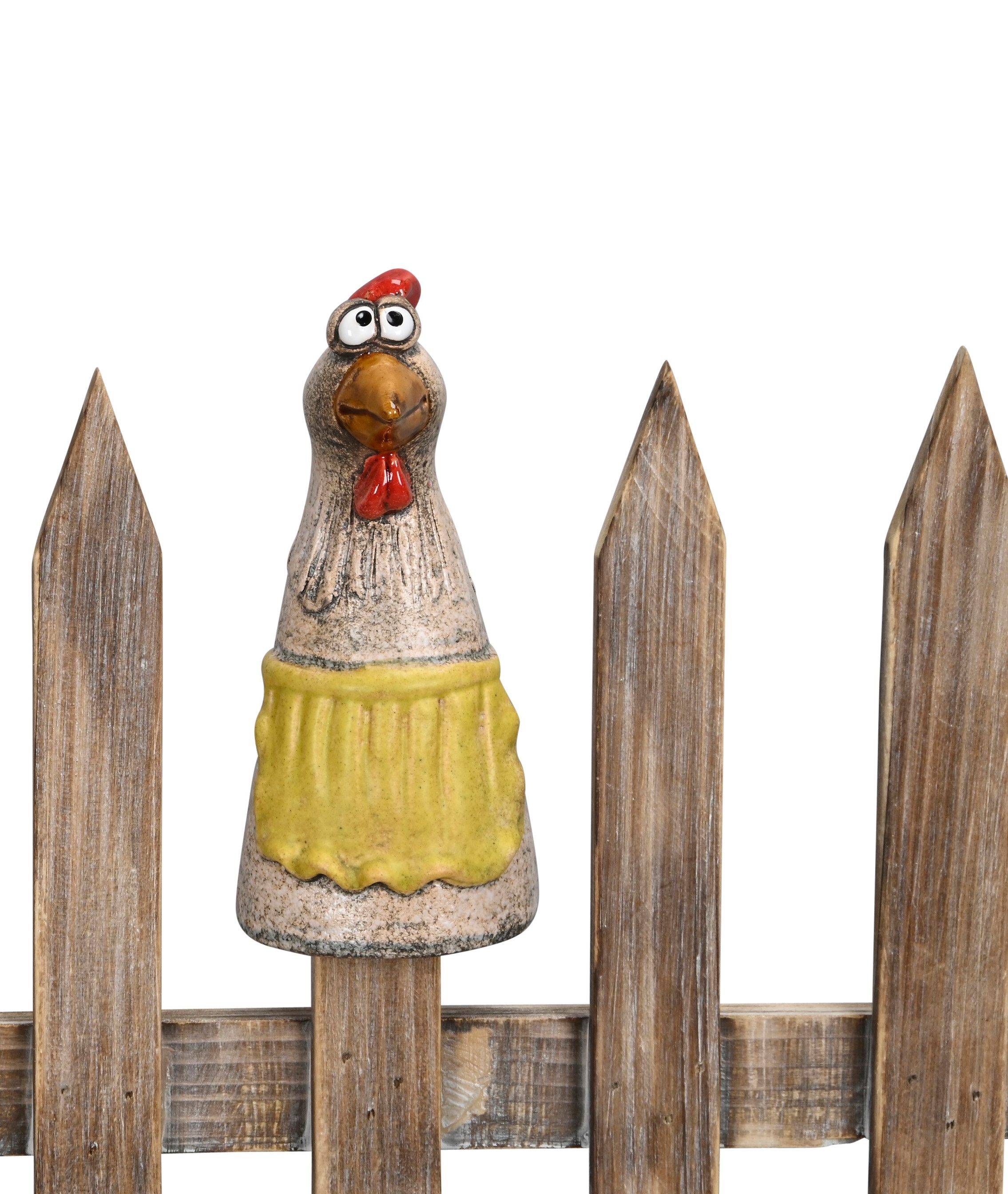 Posiwio Zaunriegel Zaunfigur Huhn aus Keramik – Zaunsitzer Deko für Garten oder Balkon, (1-St)