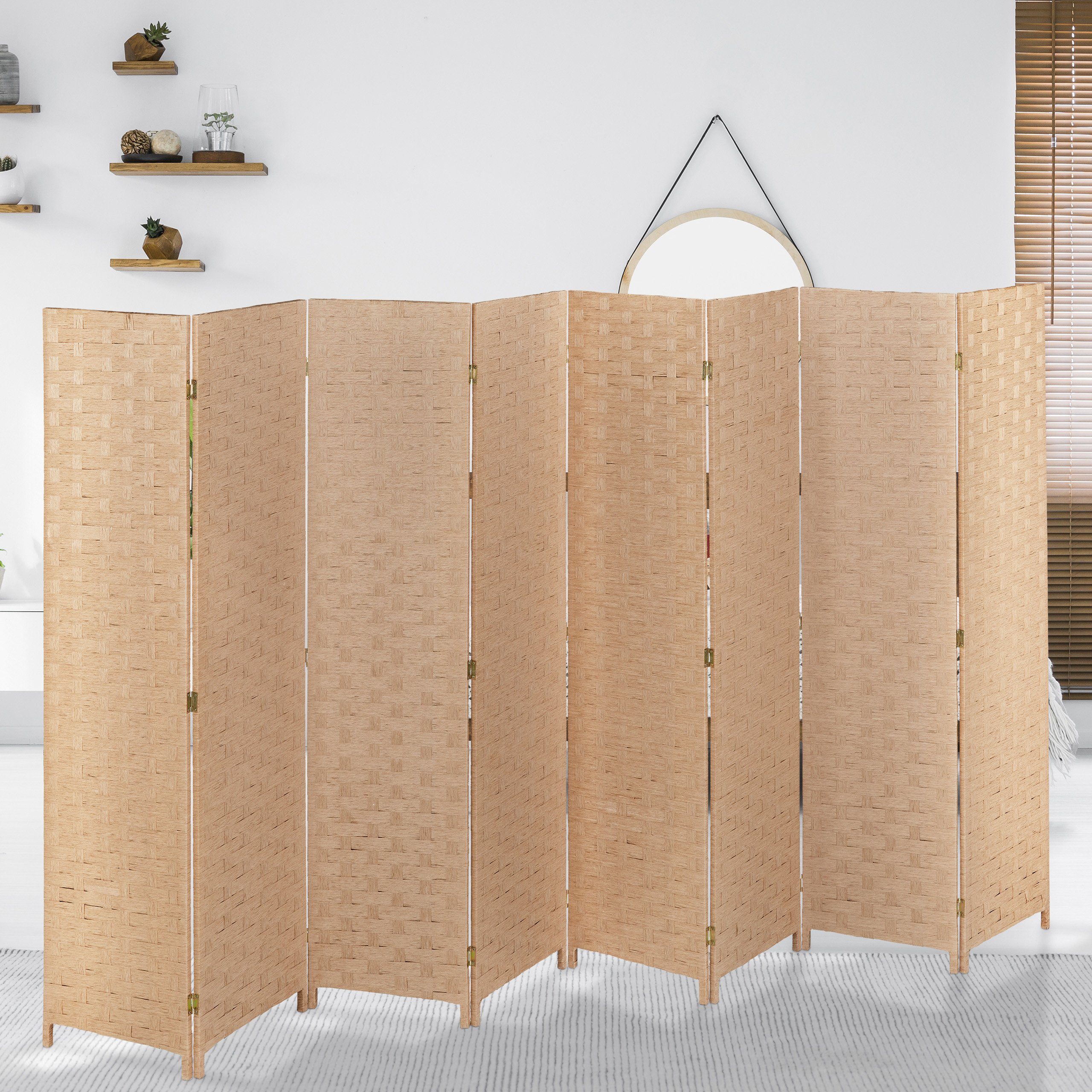 relaxdays Paravent 8 teilig in Natur