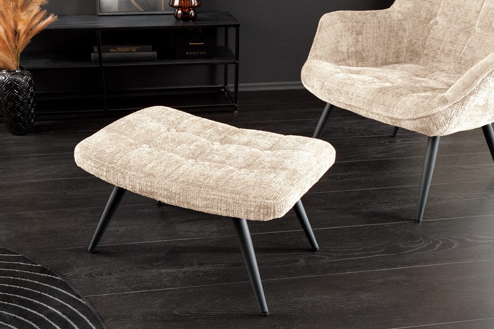 riess-ambiente Fußhocker SCANDINAVIA champagner / schwarz - Chenille, Metal günstig online kaufen