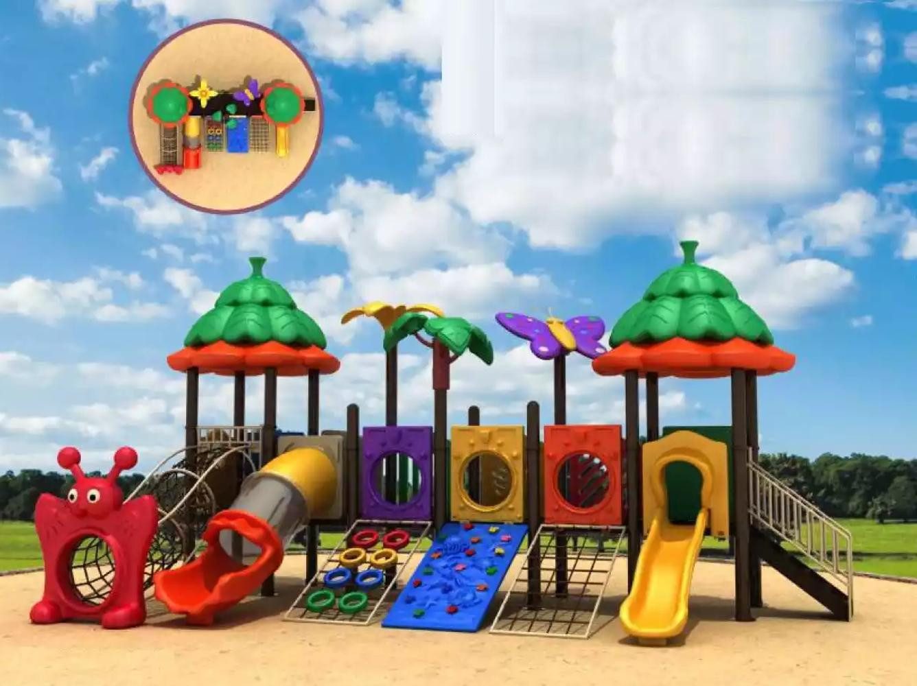 Xlmoebel Spielturm Bunter Outdoor-Spielplatz mit vielseitigen Spielmöglichkeiten, Hergestellt in Europa
