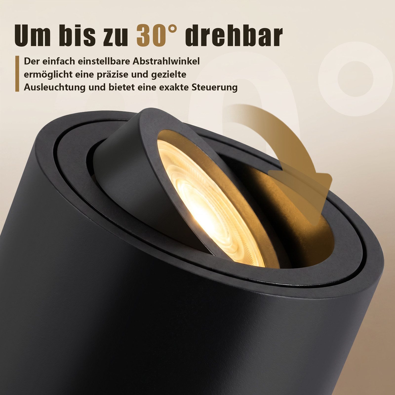 ZMH LED Einbaustrahler 4er-Set weiß 4W dimmbar schwenkbar Aufbauspot 3CCT Deckenspots, Schwenkbar, LED fest integriert, Aufputz-Deckenleuchte