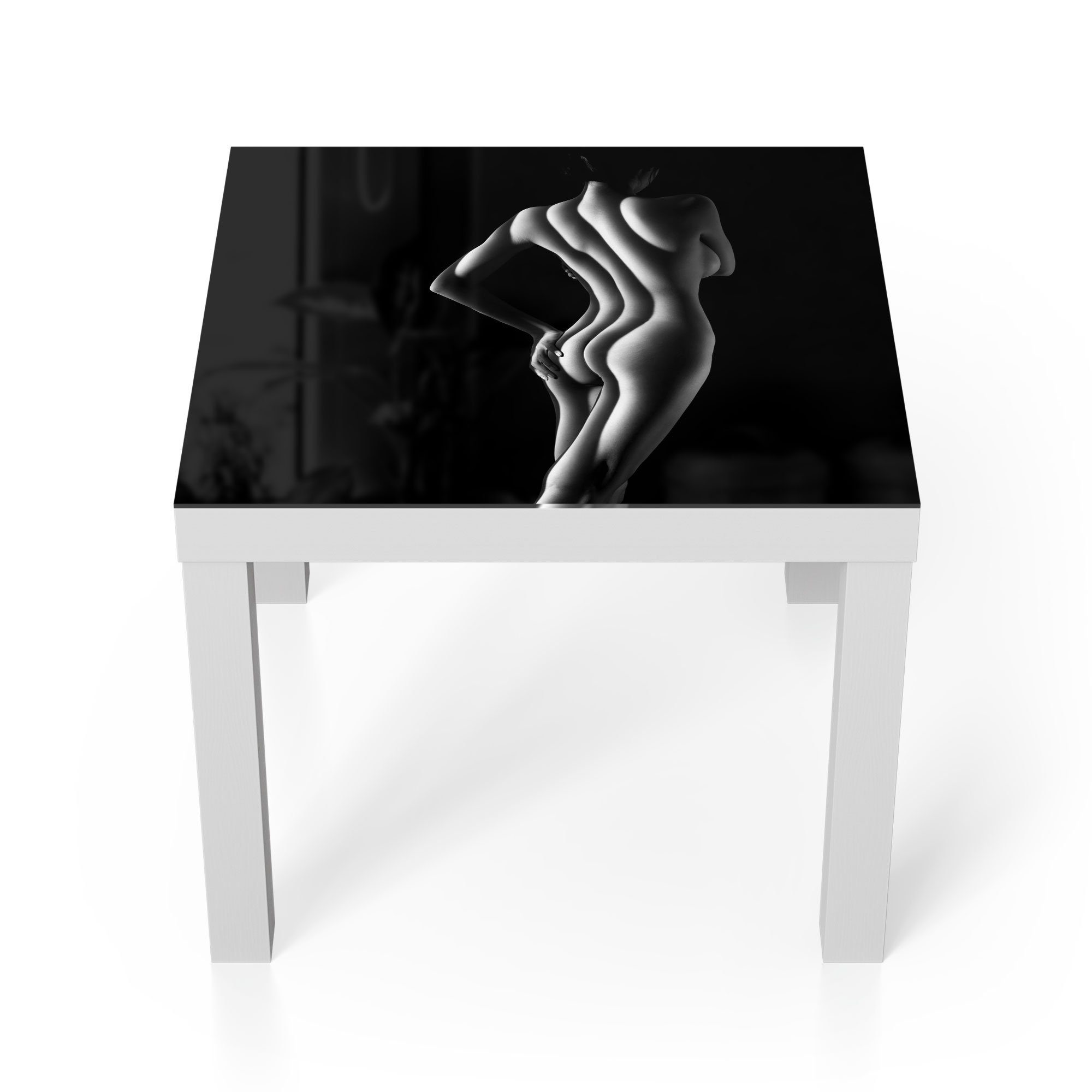 DEQORI Couchtisch 'Sexy Frauensilhouette', Glas Beistelltisch Glastisch modern Weiß