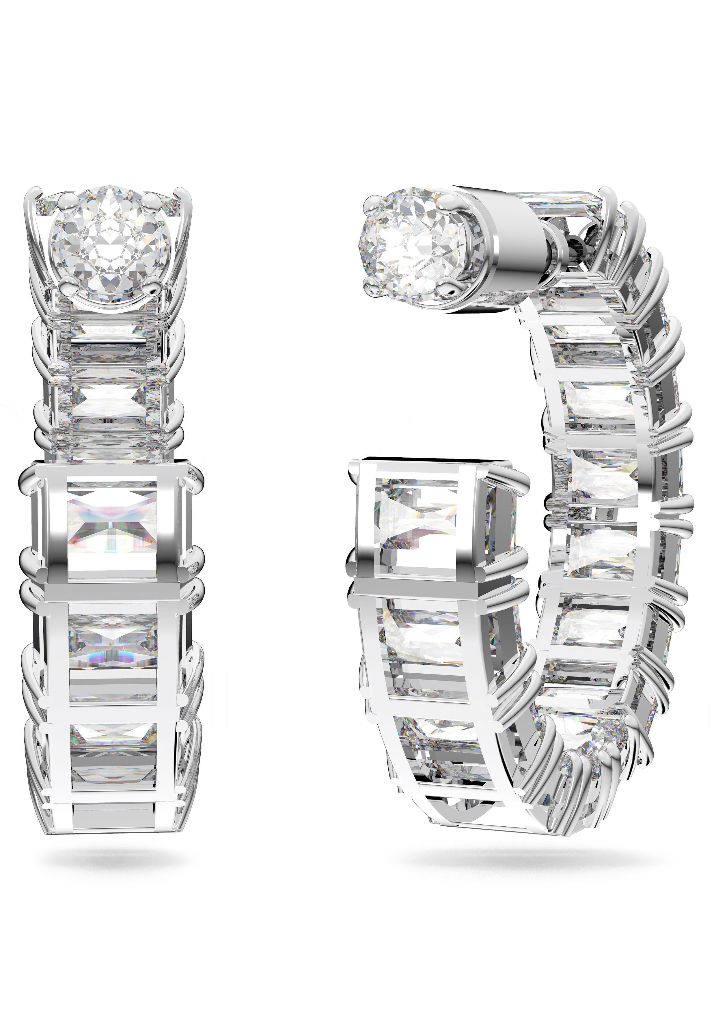 Swarovski Paar Creolen Matrix Baguette, mit Swarovski® Kristall
