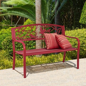 COSTWAY Gartenbank, 2 Sitzer, mit Rückenlehnen, aus Metall, 127x60x88cm