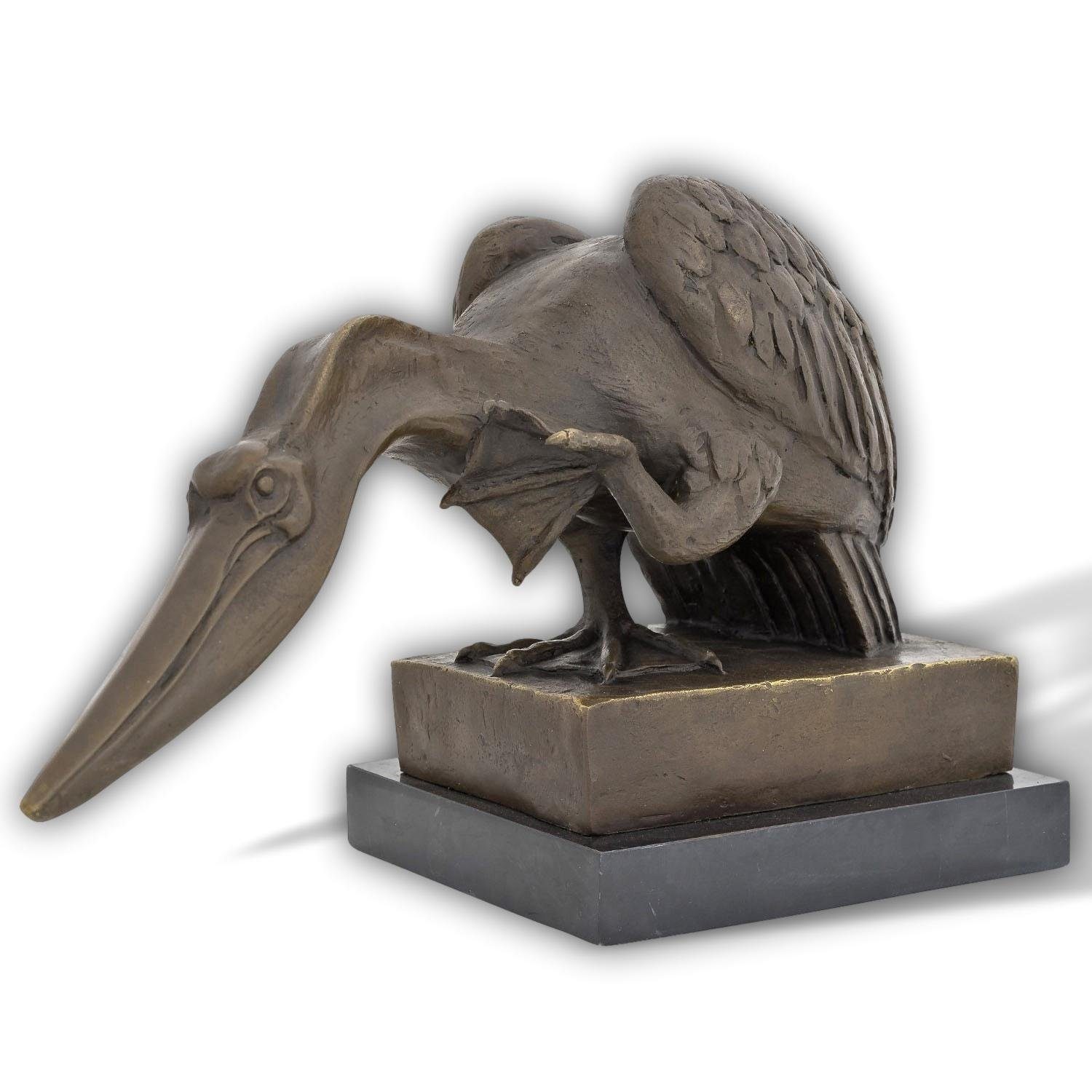 Aubaho Skulptur Bronzeskulptur Pelikan Stein Wasservogel Bronze Figur Statue Antik-Sti | Skulpturen