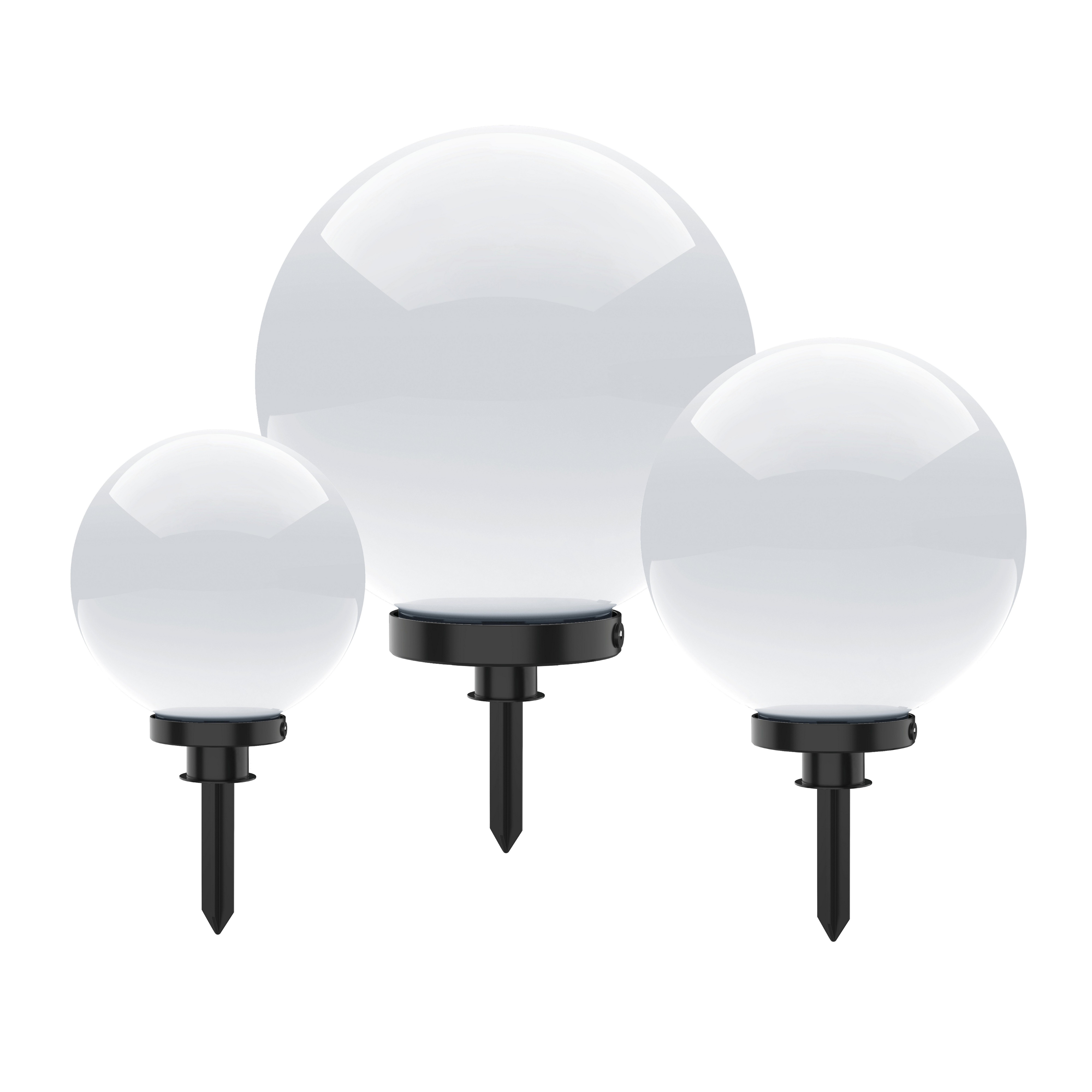 SellTec Gartenstrahler Kugelleuchte KIRA SET, IP44 spritzwassergeschützt, ohne Leuchtmittel, individuell bestückbar, IP44 spritzwasserschutz Kugellampe Erdspieß