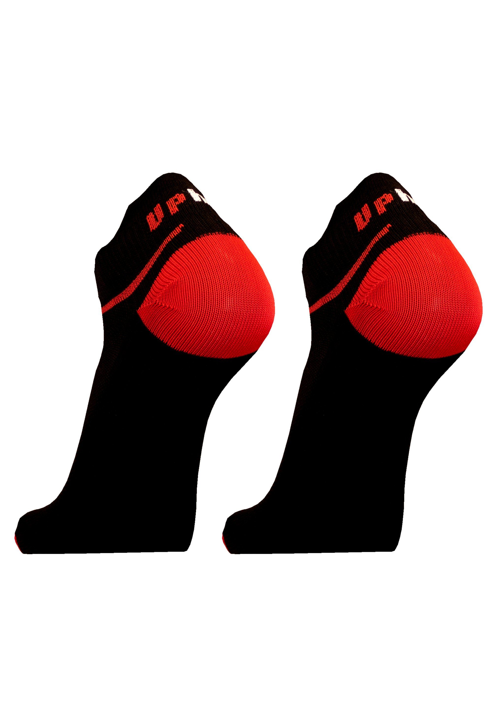 Füßlinge FRONT Pack gepolstertem mit schwarz-rot 2er Rist (2-Paar) LOW UphillSport