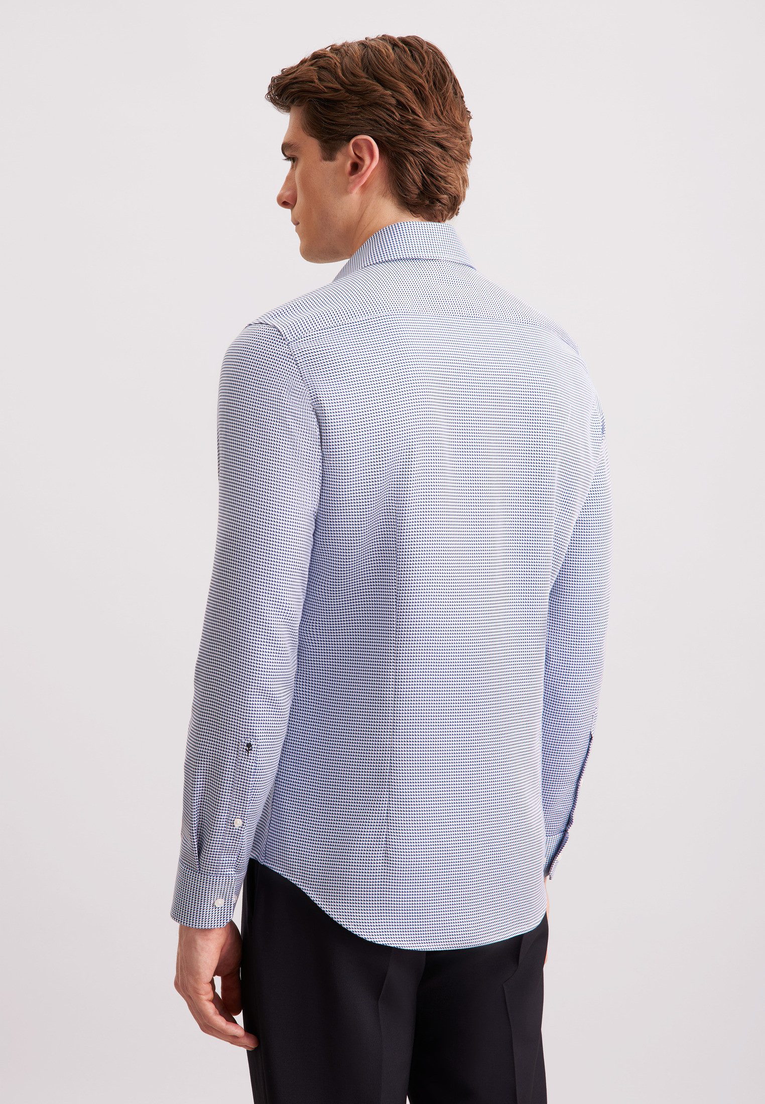 seidensticker Businesshemd Schwarze Rose X-Slim 1/1 Kentkragen Pepita