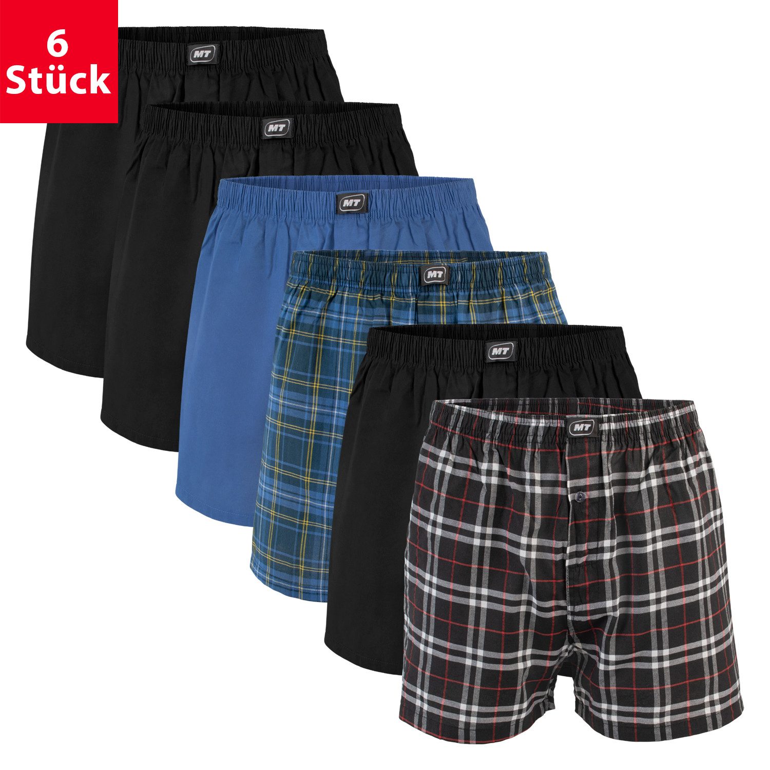 MT Boxershorts Herren Web Boxershorts (6er Pack) aus Baumwolle Webboxer Sho günstig online kaufen