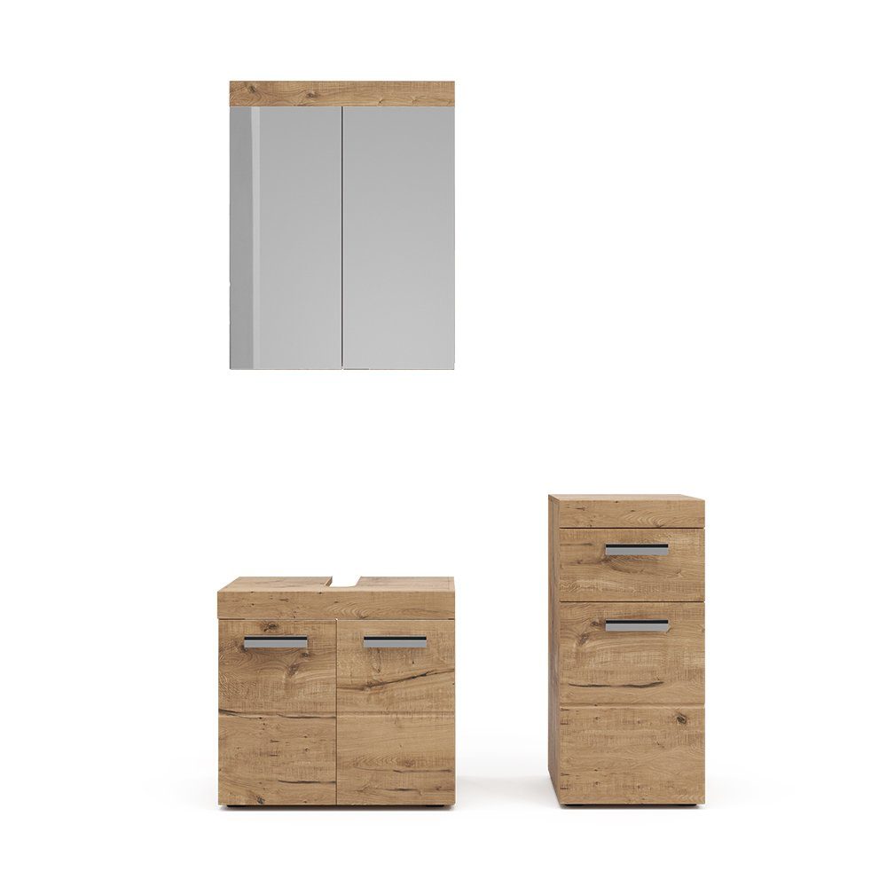 Vicco Badmöbel-Set Luna, Eiche, 3 Teile, günstig online kaufen