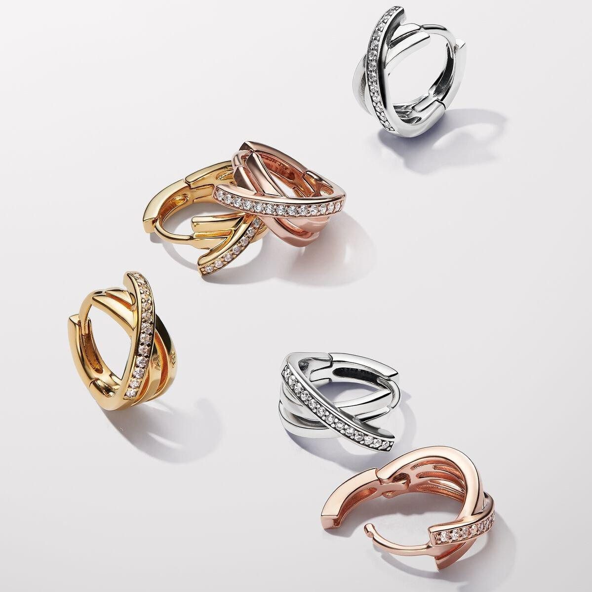 Pandora Ohrring-Set Pandora Überkreuzte Pavé Creolen 263150C01 Ohrringe günstig online kaufen