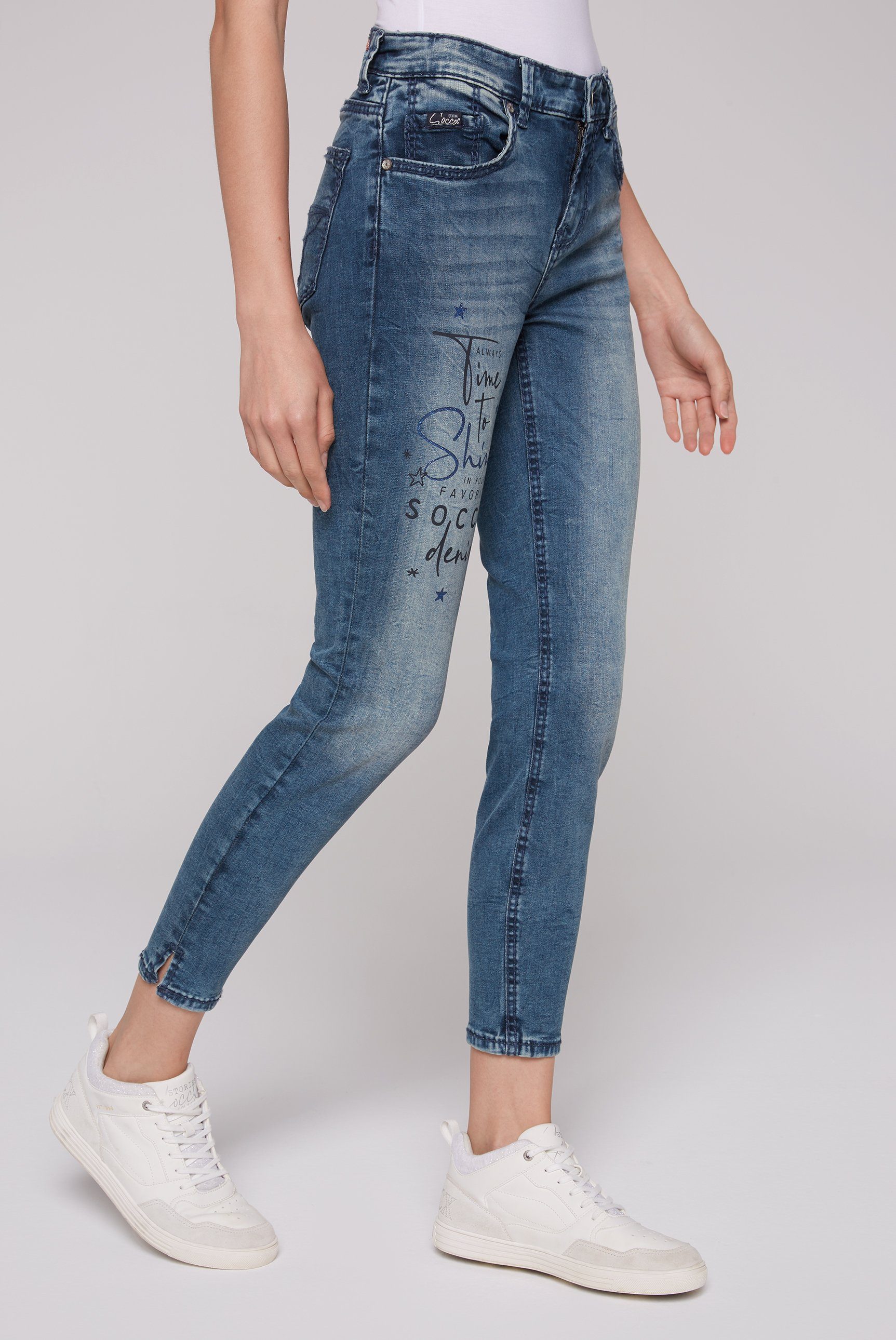Bein, SOCCX Slim-fit-Jeans Komfortable verkürztem Oberschenkelweite mit