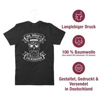 Shirtracer T-Shirt Sex Drugs Volksmusik Totenkopf Mode für Oktoberfest Herren