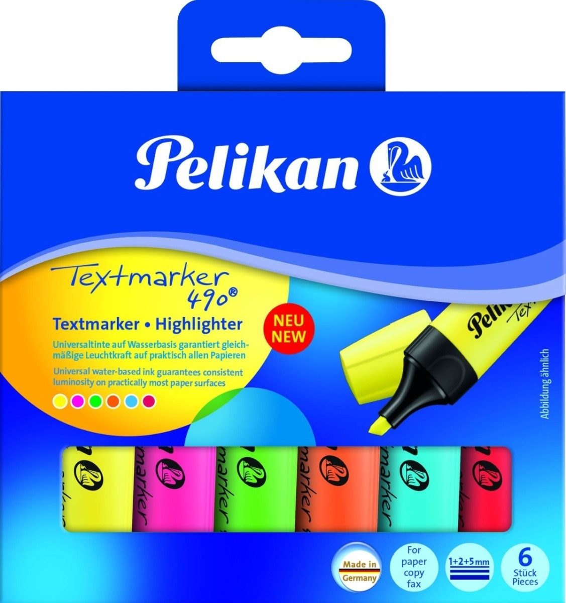Pelikan Marker Textmarker 490 nachfüllbar VE=5x6 Stück farbig sortiert