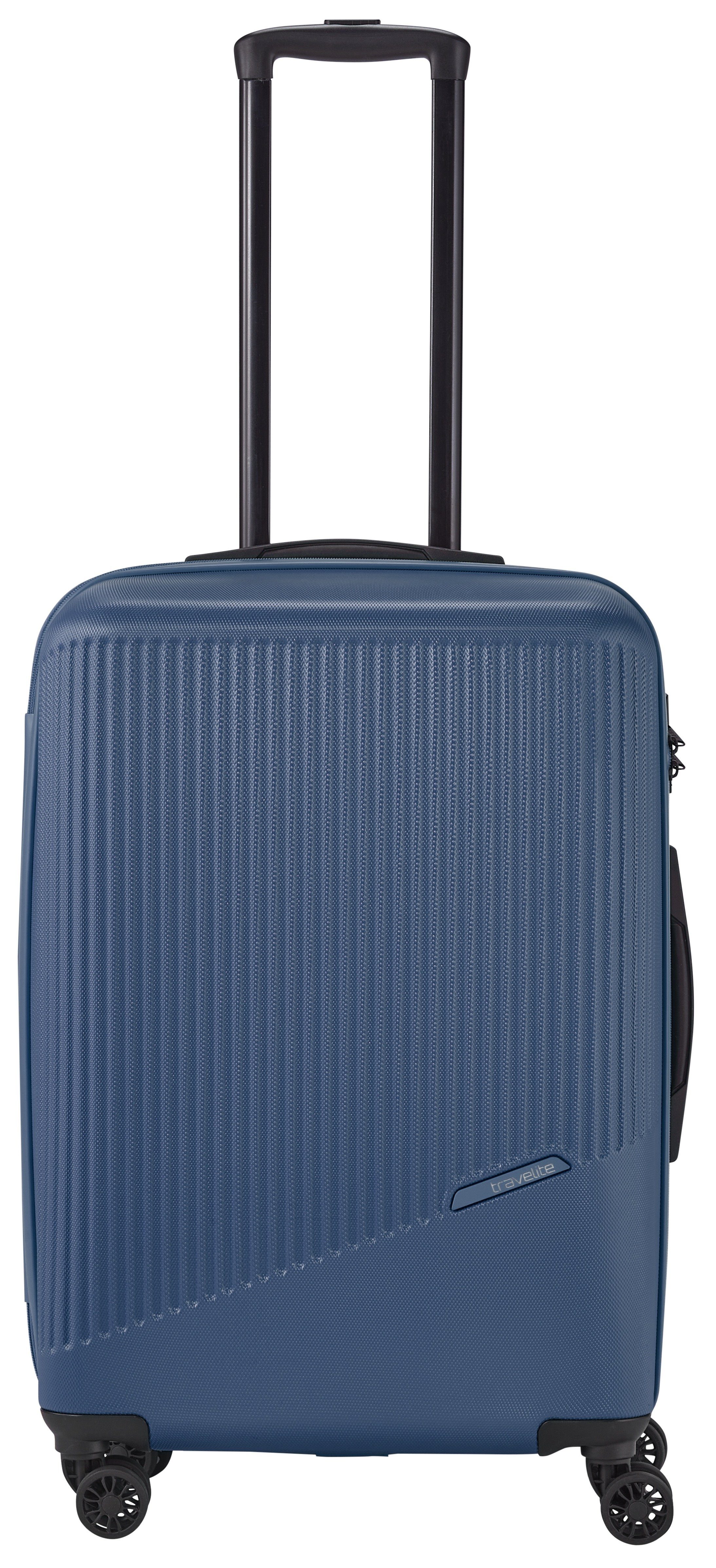 in 4 travelite M, dezentem Look Hartschalen-Trolley 4w BALI Trolley blau Rollen,