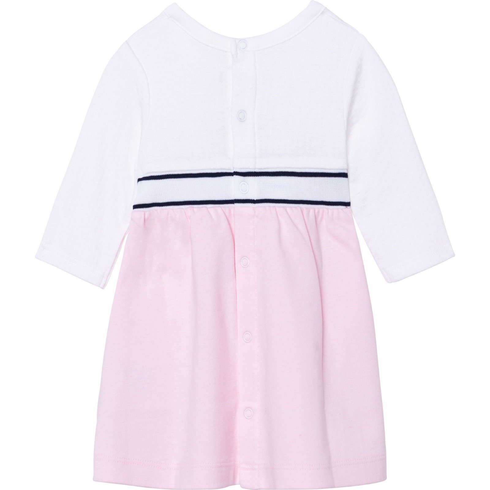 Boss Kidswear A-Linien-Kleid BOSS Kidswear Baby Kleid langarm Jacquard Logo rosa weiß