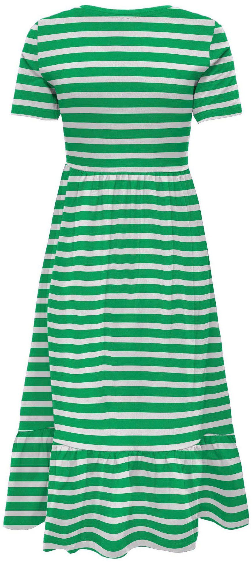 ONLY Jerseykleid CALF BOX S/S ONLMAY Green mit Kelly Volant PEPLUM JRS DRESS