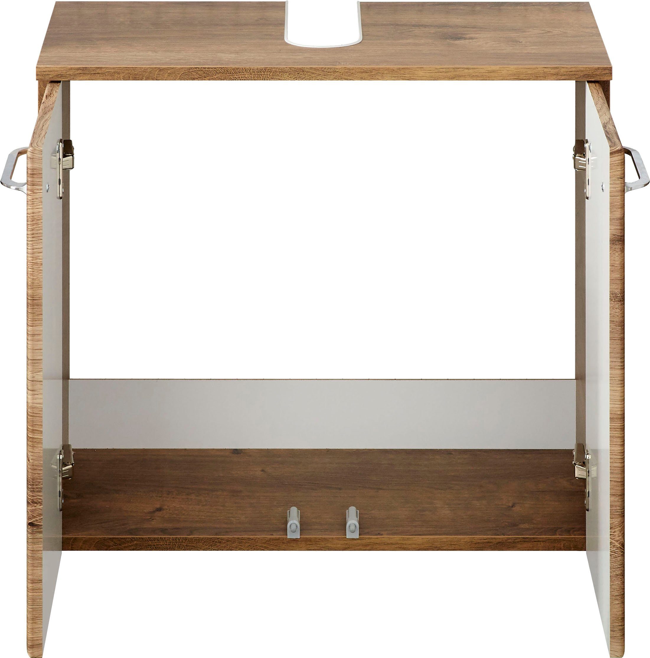 Saphir Waschbeckenunterschrank Quickset Unterbeckenschrank, 60 cm breit, 2 Türen, ohne Waschbecken Waschbeckenschrank inkl. Türdämpfer, Griffe in Chrom Glanz – Bild 3 von 5