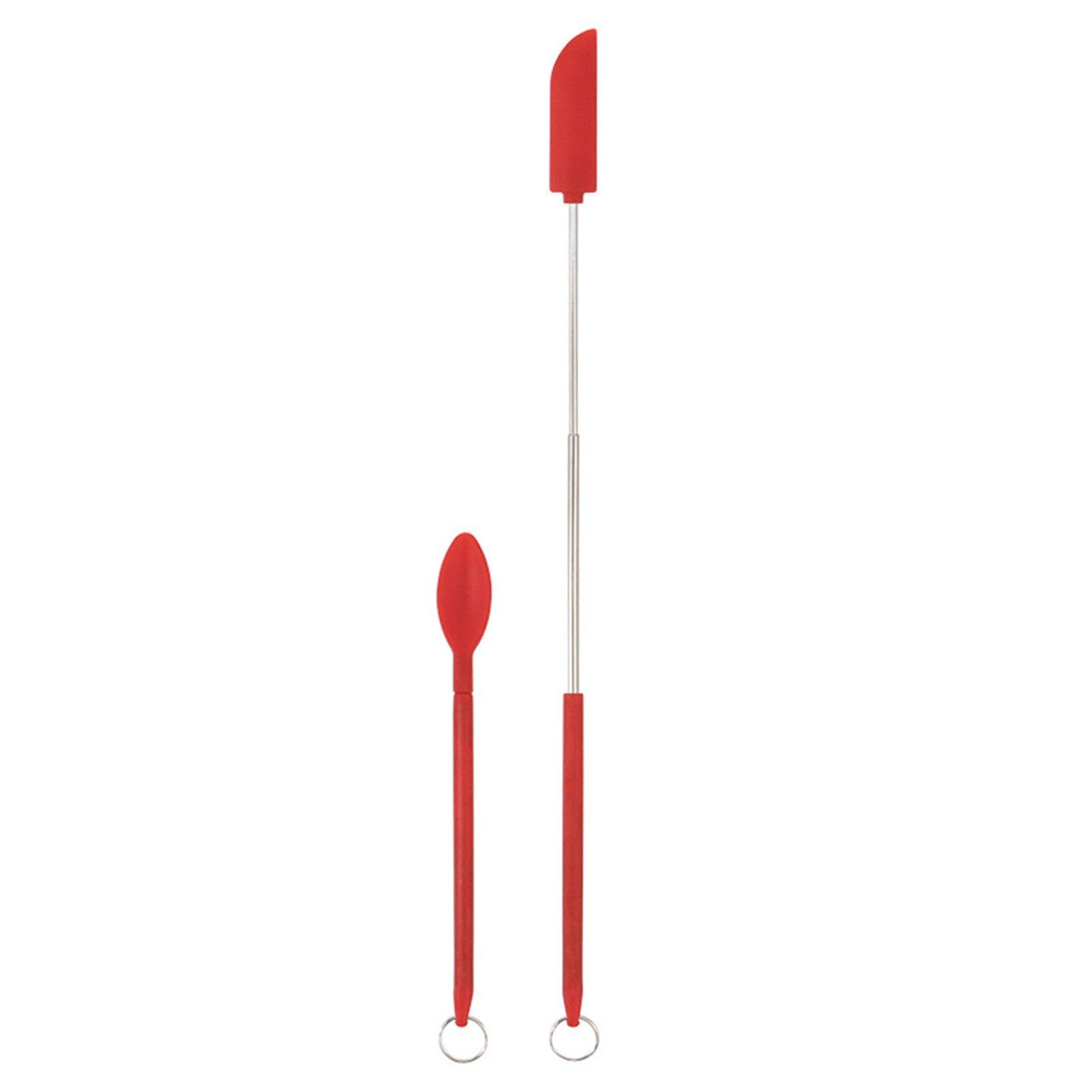 Blusmart Pfannenwender Mini-Silikonglas-Spatel-Set, Einziehbarer Küchenrührstab Für Die red