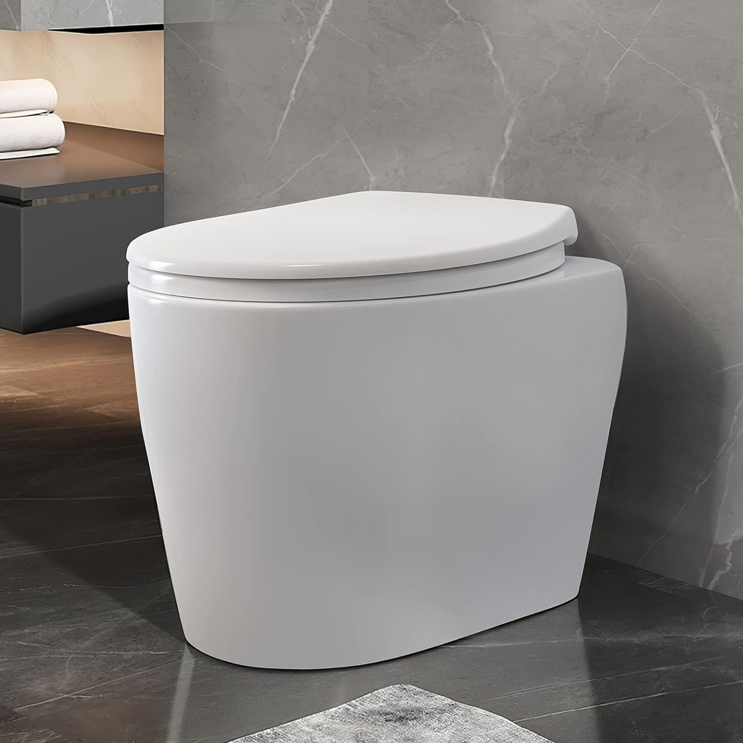 UE Stock WC-Sitz Toilettendeckel WC Sitz mit Absenkautomatik Klodeckel O-Form, Einfach zu montieren