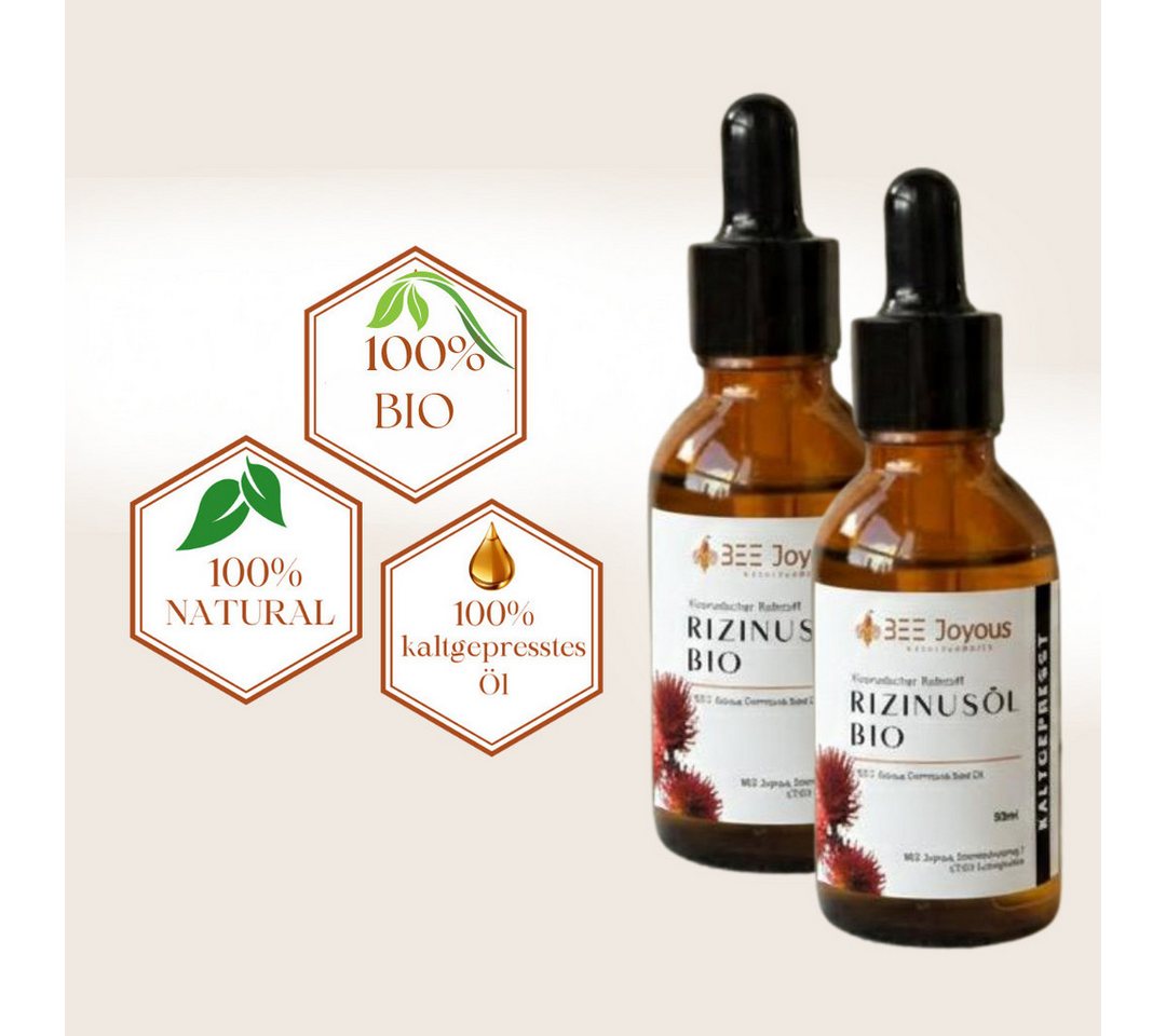 BEE Joyous Körperöl Bio Rizinusöl, kaltgepresst, 50ml, 2-tlg.