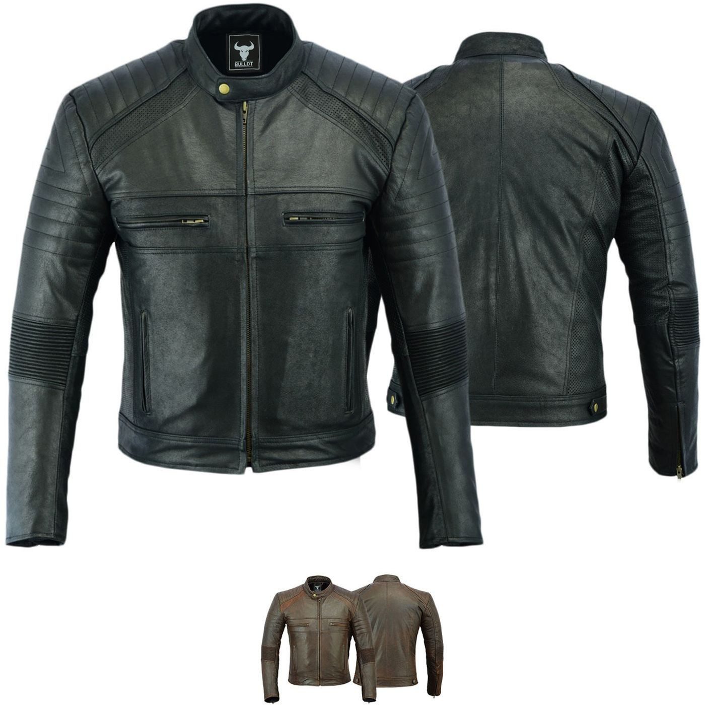 BULLDT Lederjacke GW426J Motorradjacke Vintage Lederjacke Coffe racer rider jacke