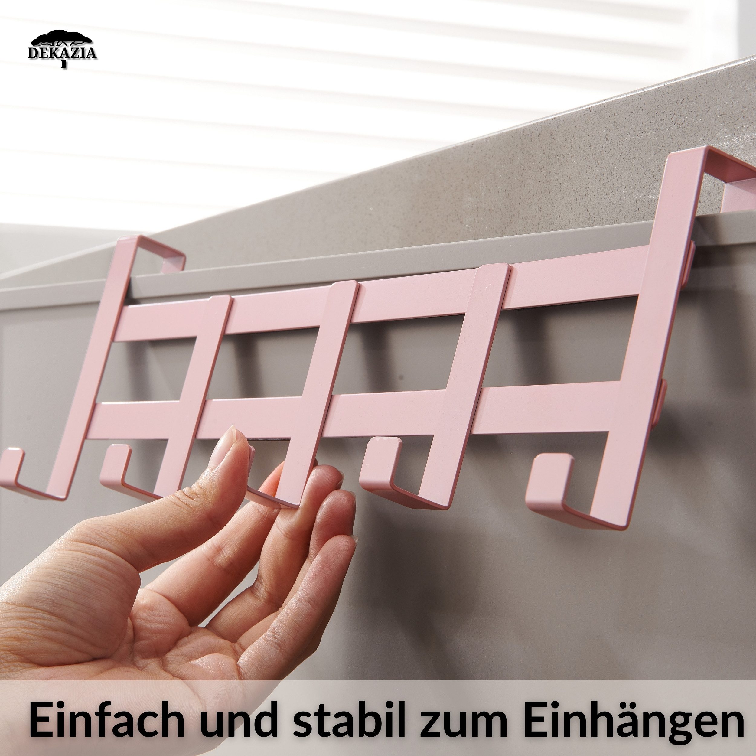 DEKAZIA Türgarderobe Kindergarderobe Tür Garderobe Türhaken Haken Tür, Kinderzimmer, Garderobe, Haustür, Zimmertür, Schranktür, Flur, Bad, Badezimmer, Schubladen, (Inkl. Filzpads, für alle gängigen Zimmertüren, Schranktüren, 4 Farben), zum Einhängen Kinderzimmer Handtuchhalter Garderobenleiste