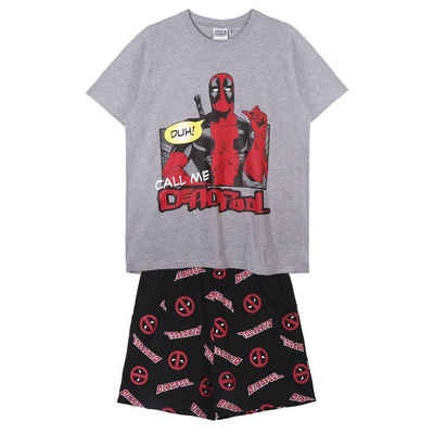 MARVEL Schlafanzug Marvel Deadpool Herren kurzarm Pyjama Shirt Shorts Gr. S bis XXL