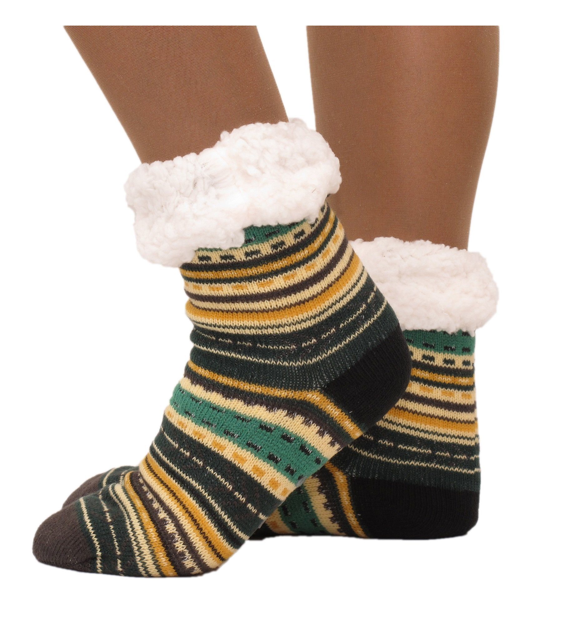 Kuschelsocken Hüttensocken Hüttenschuhe Hausschuhe India Style ABS Teddy 35-42