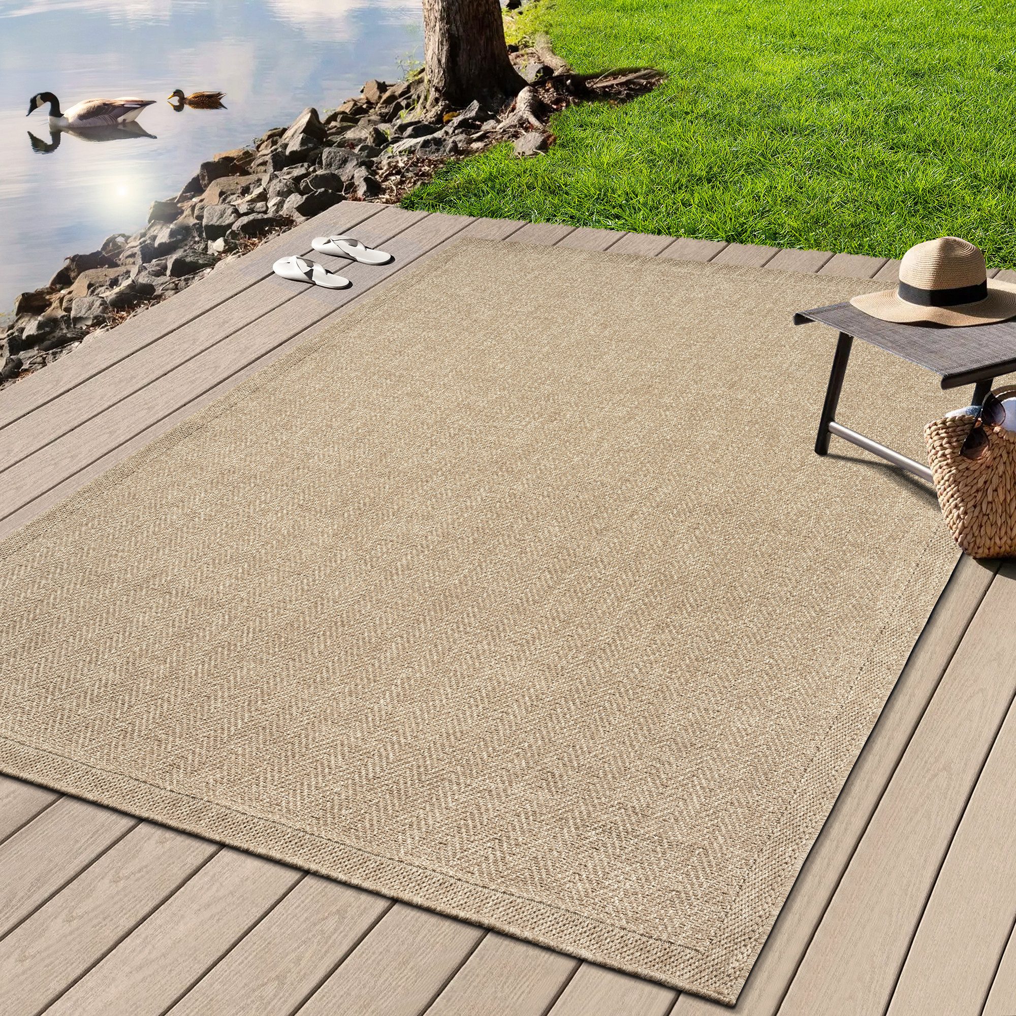 merinos Teppich Kenzy 8, rechteckig, Höhe: 10 mm, robuster In- und Outdoor Teppich im natürlichen Jute-Look, wetterfest
