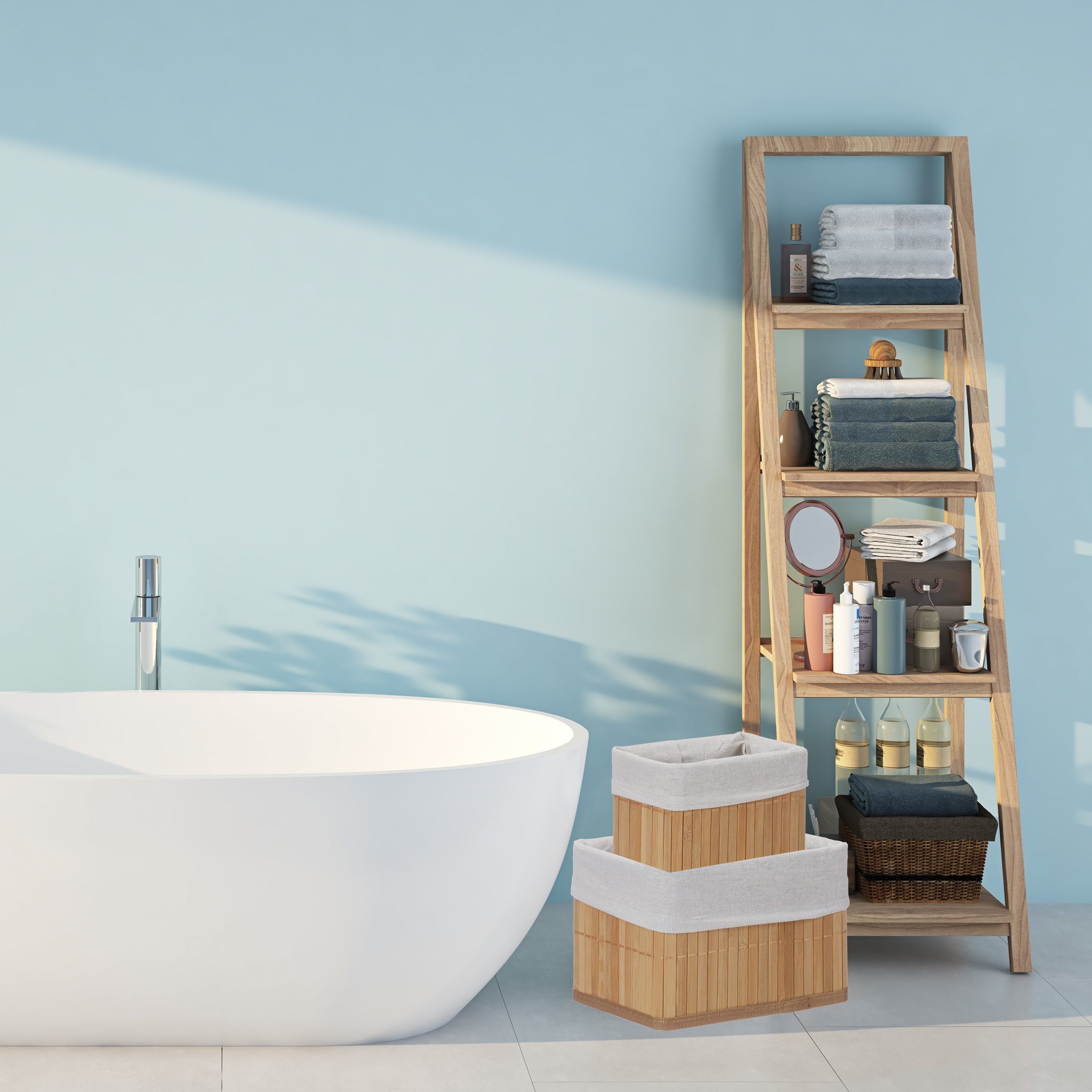 relaxdays Aufbewahrungskorb 12 x Aufbewahrungskorb Bambus natur