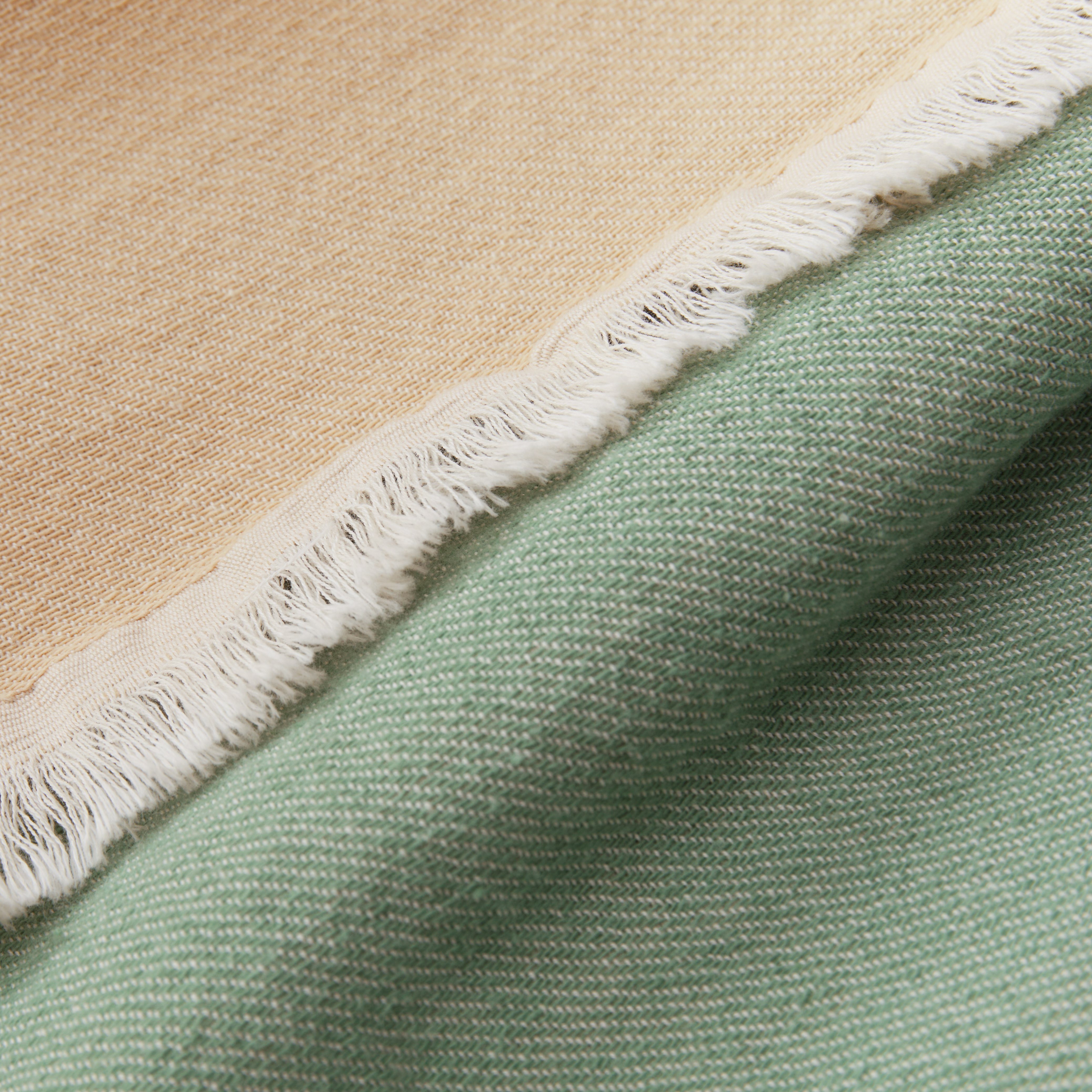 natürlichem Urbanara, Nebelblau Fontao & Plaid - Hafermilch 100% Baumwolle, Salbeigrün Decke Design & Tagesdecke Fransenkante & mit