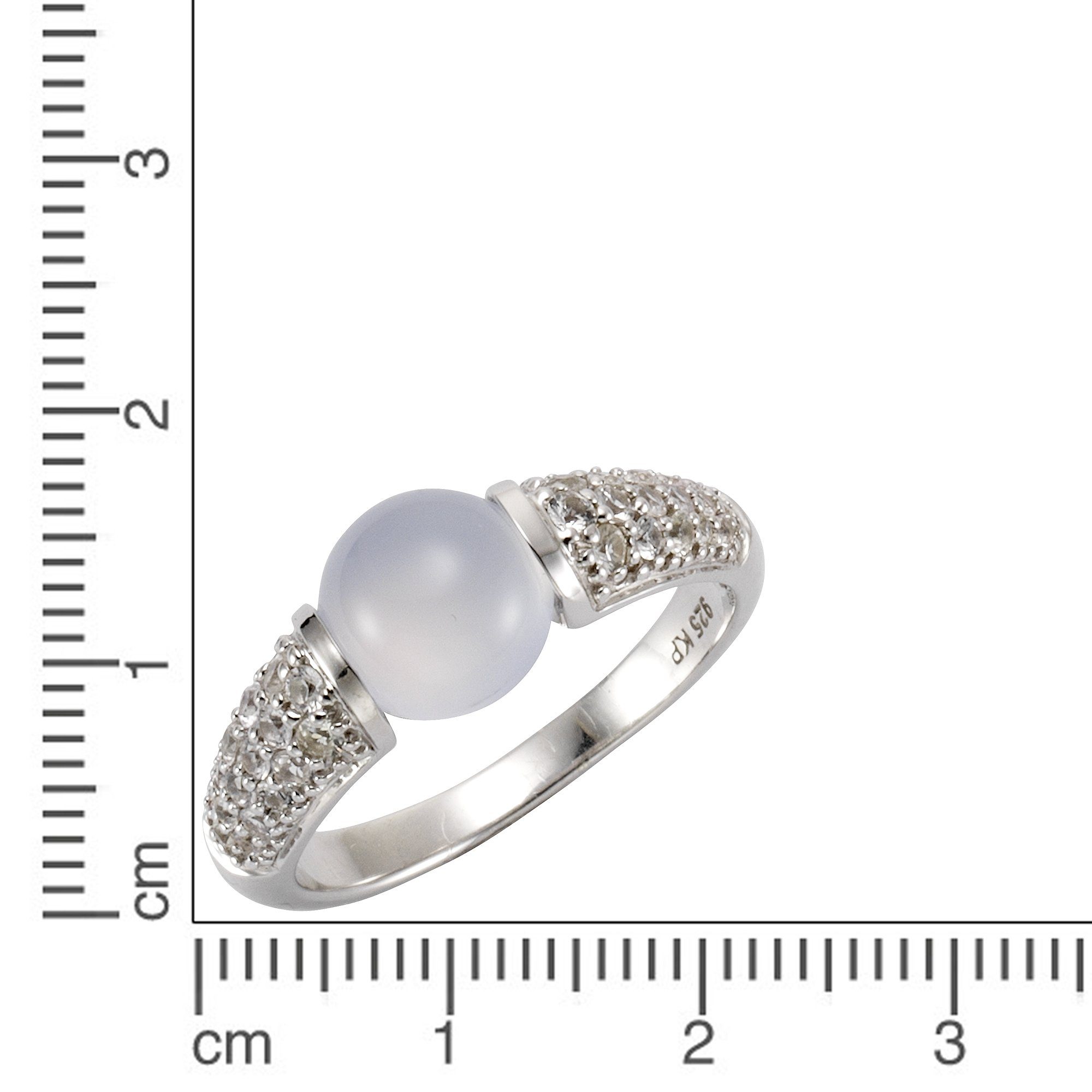 rhod. Silber Weißtopas Fingerring Chalcedon und 925 Jamelli