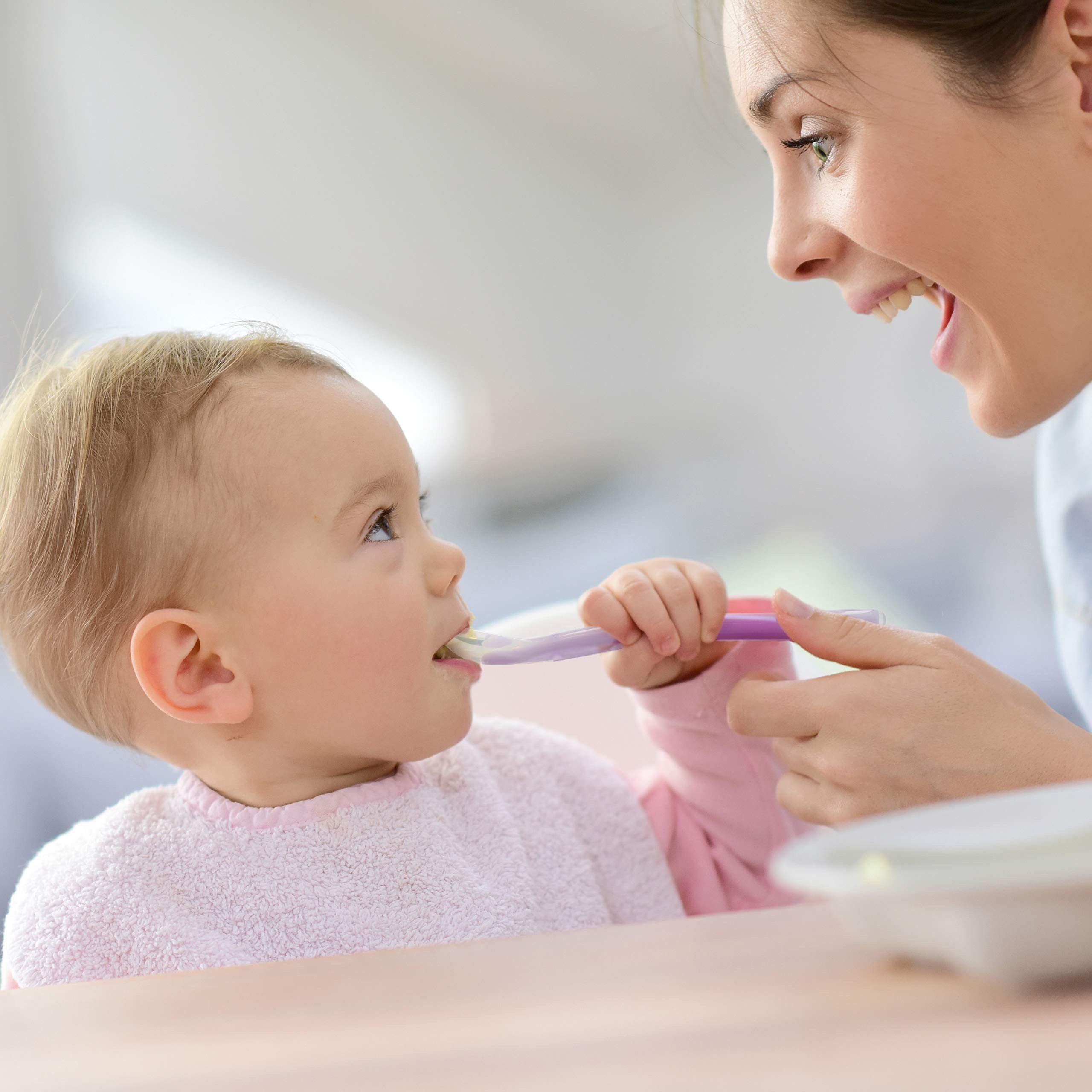 BabyHerz Kinderlöffel Baby Löffel Set 5 Stück, Perfekt für Kleinkinder zum Essen lernen, Bunt, weich, sicher – Idealer Löffelspaß für die ersten Brei-Momente