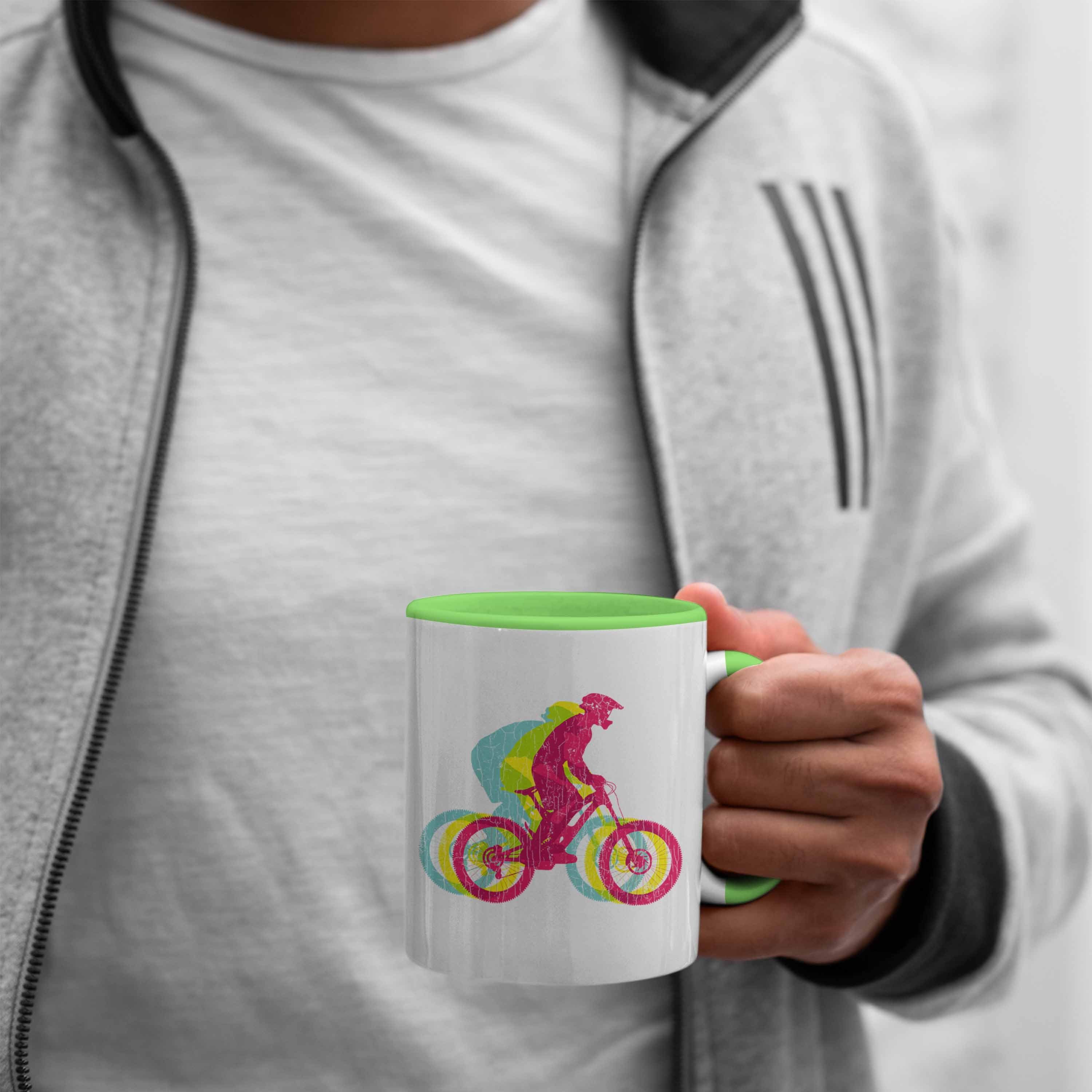 Trendation Tasse Moutainbike - MTB Männer Geschenk Kinder Grün Geschenkidee Tasse Trendation Fun Accessories Grafik Kaffeetasse Mountainbiker