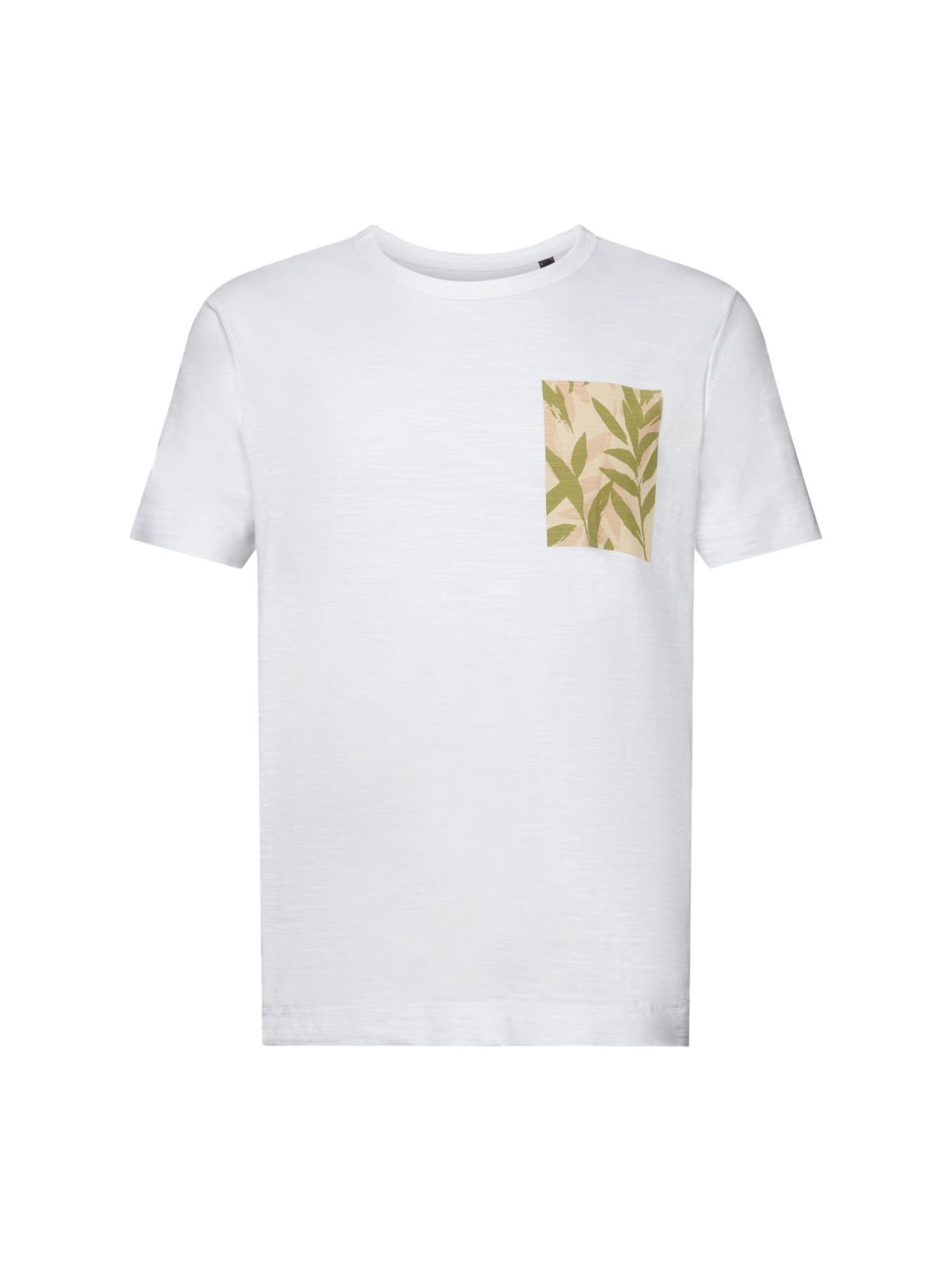 100 T-Shirt Baumwolle (1-tlg) % Esprit mit WHITE Brust-Print, Collection Jersey-T-Shirt