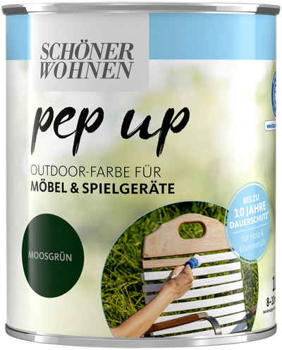 SCHÖNER WOHNEN-Kollektion Lack »pep up Outdoor«, für Möbel & Spielgeräte, bis zu 10 Jahre Dauerschutz, moosgrün, seidenmatt, 1 l