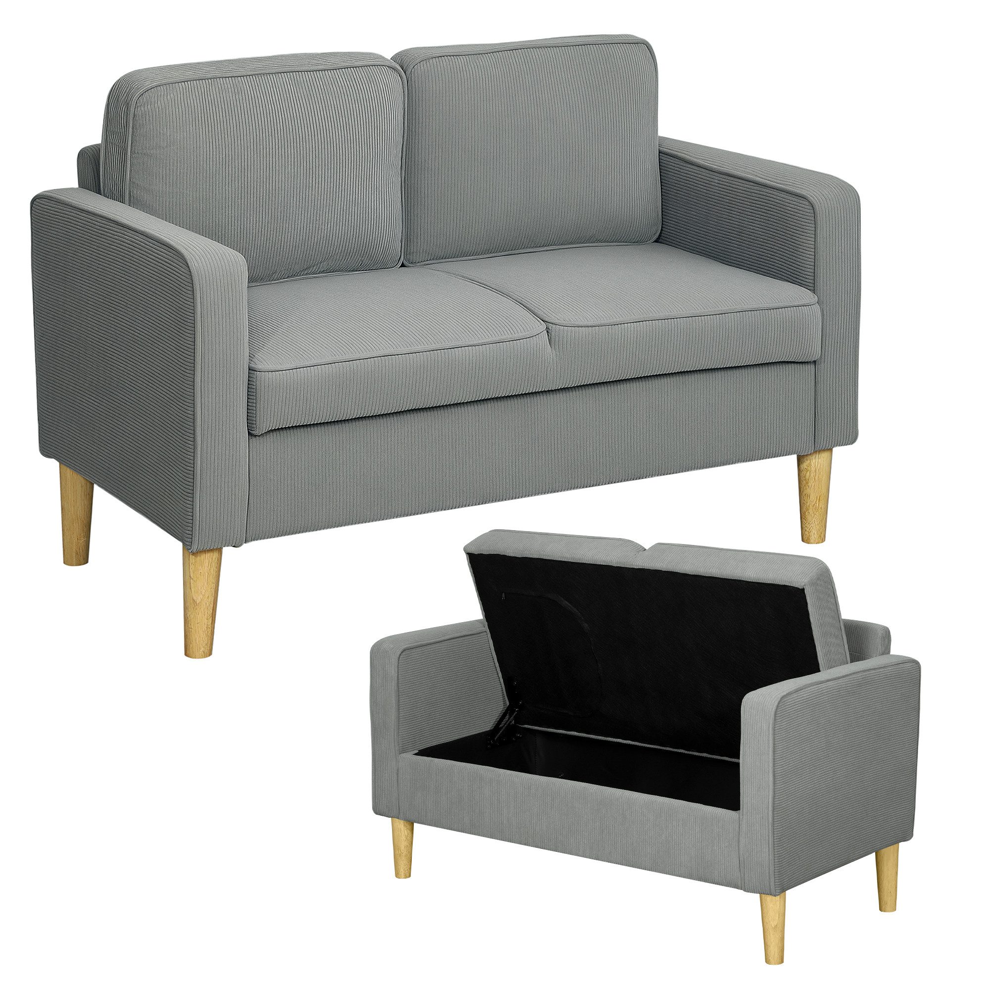HOMCOM 2-Sitzer Sofa klein Couch mit günstig online kaufen