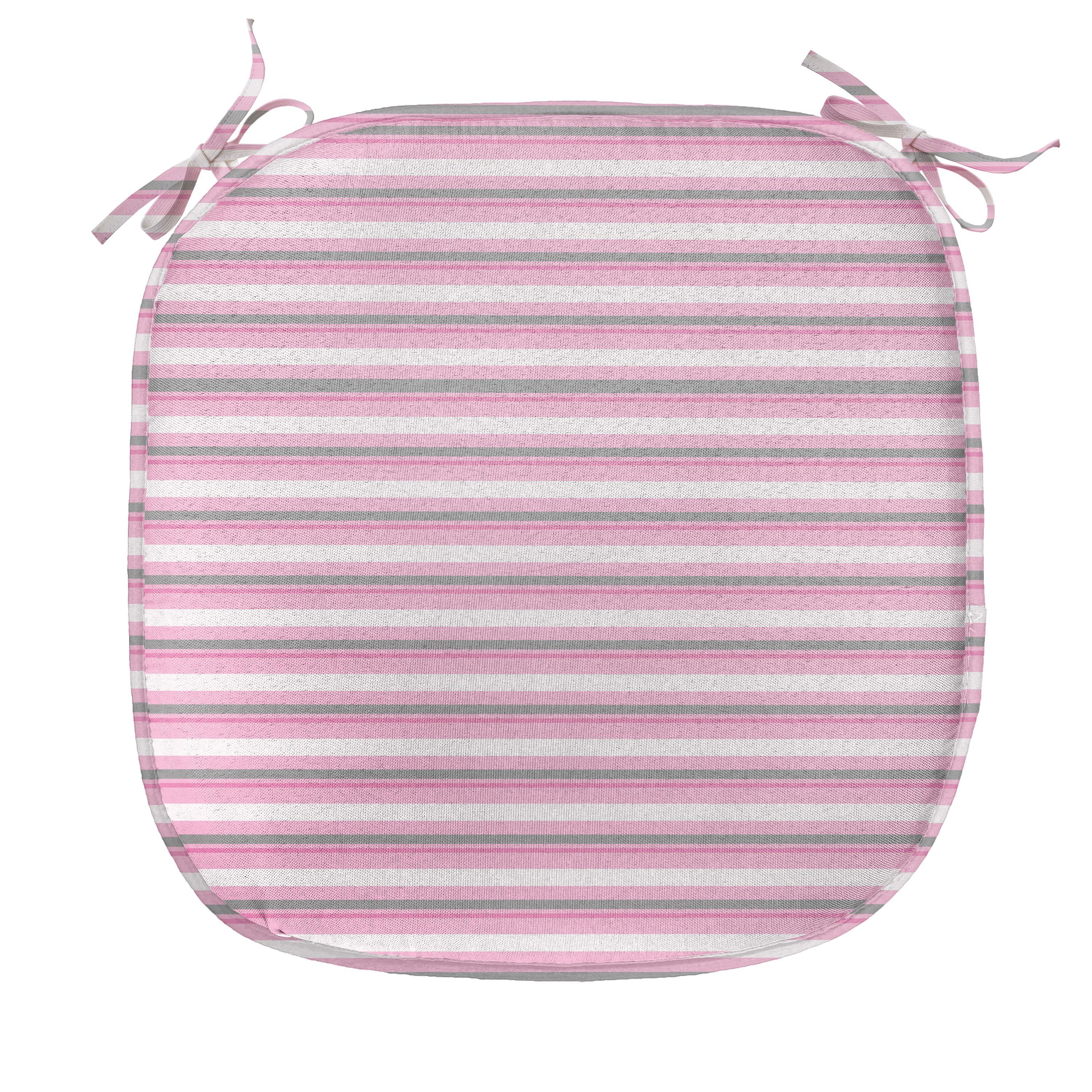 Abakuhaus Stuhlkissen Dekoratives wasserfestes Kissen mit Riemen für Küchensitze, Geometrisch Pink Tones Stripes