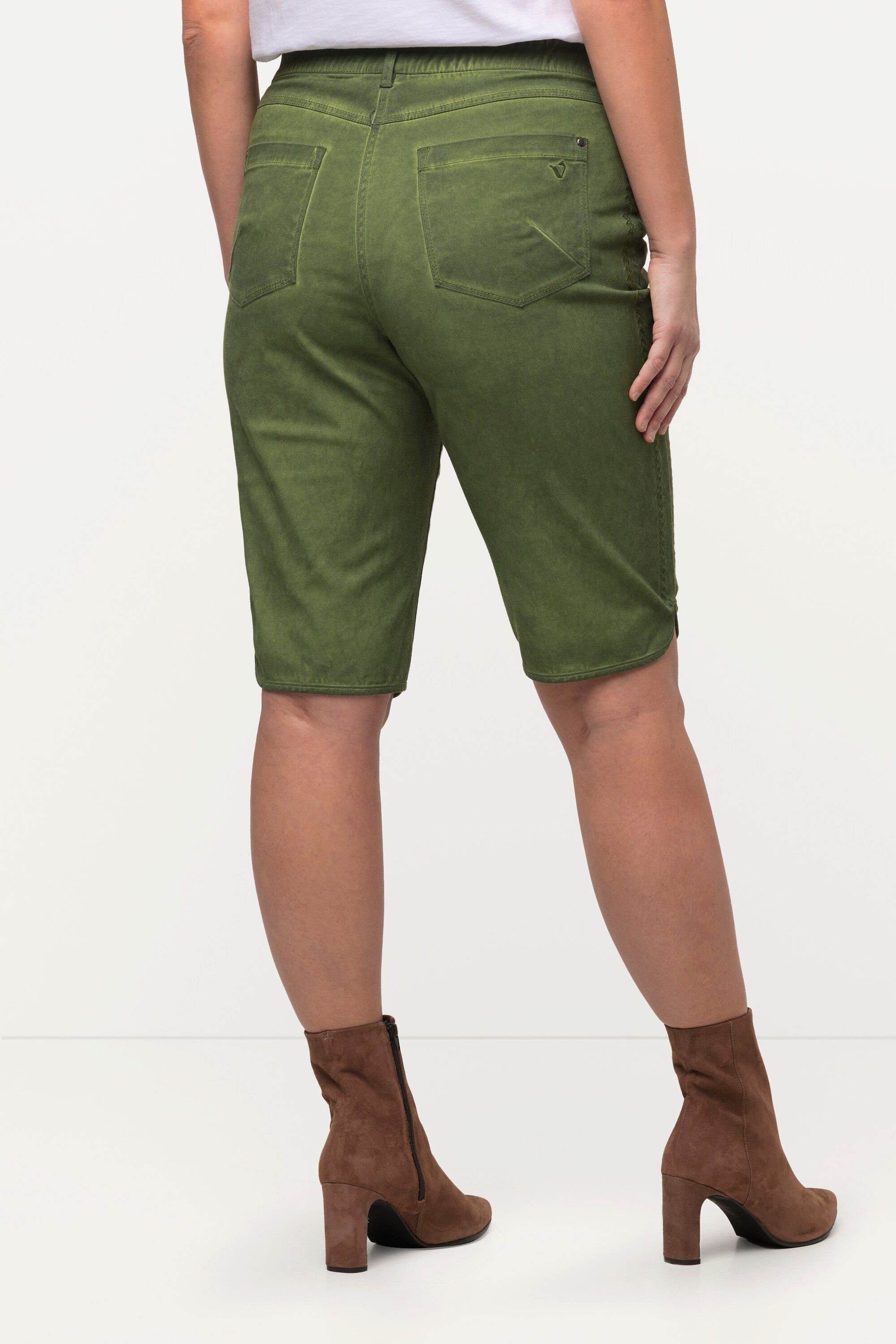 Ulla Popken Bermudas Trachten-Jeansbermuda Mandy Used-Look Stickerei