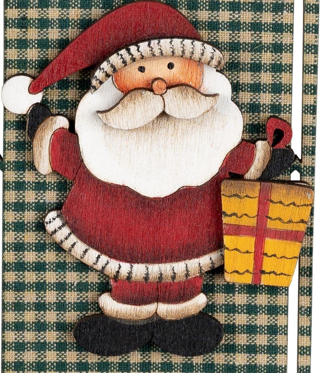 (1-tlg) 7x17cm Weihnachtsmann dekojohnson rot Christbaumschmuck Holz Christbaumanhänger