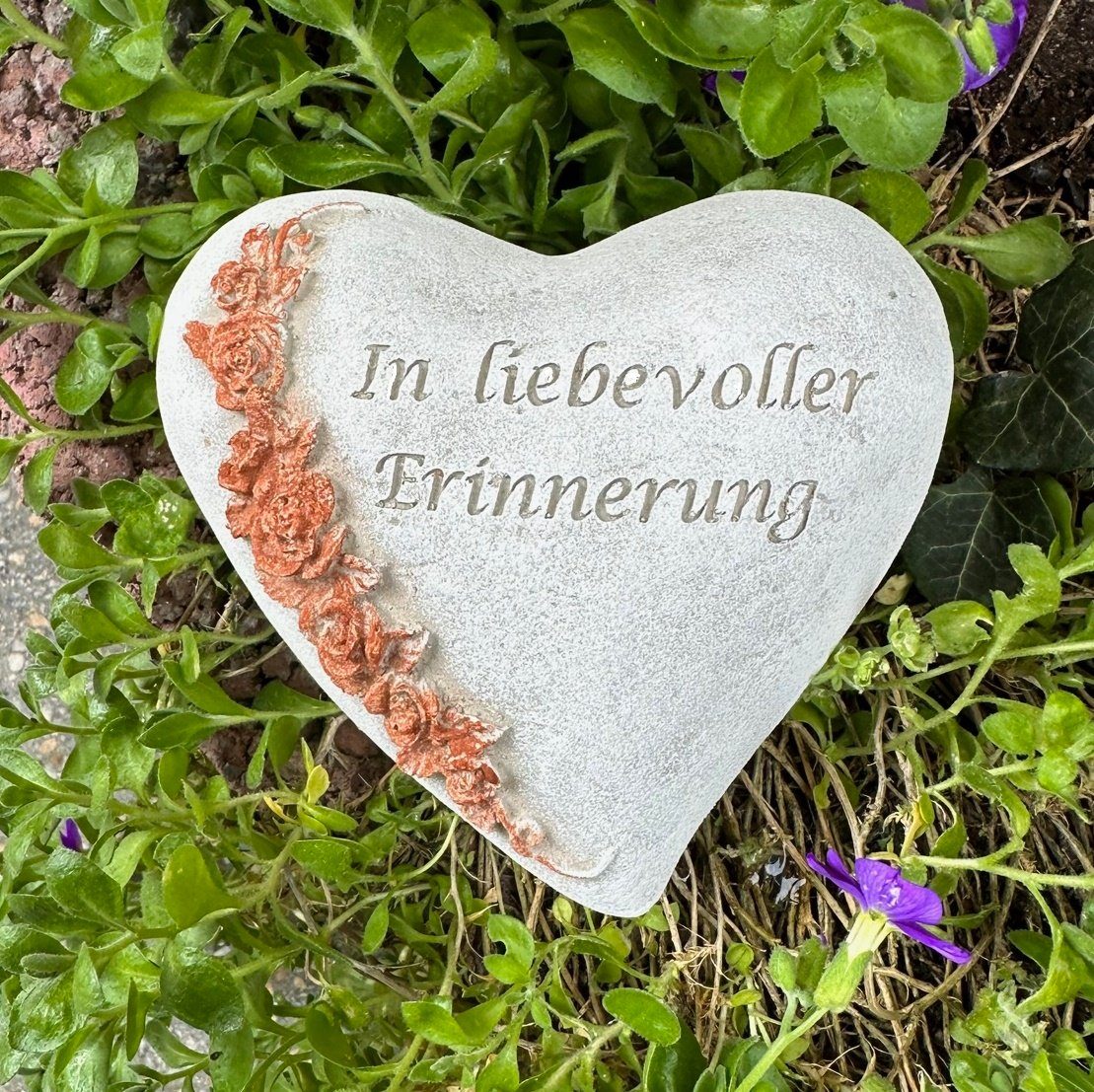 Radami Gartenfigur Kopie von Grabherz asymetrisch Spruch Grabschmuck Grab Herz - In liebe